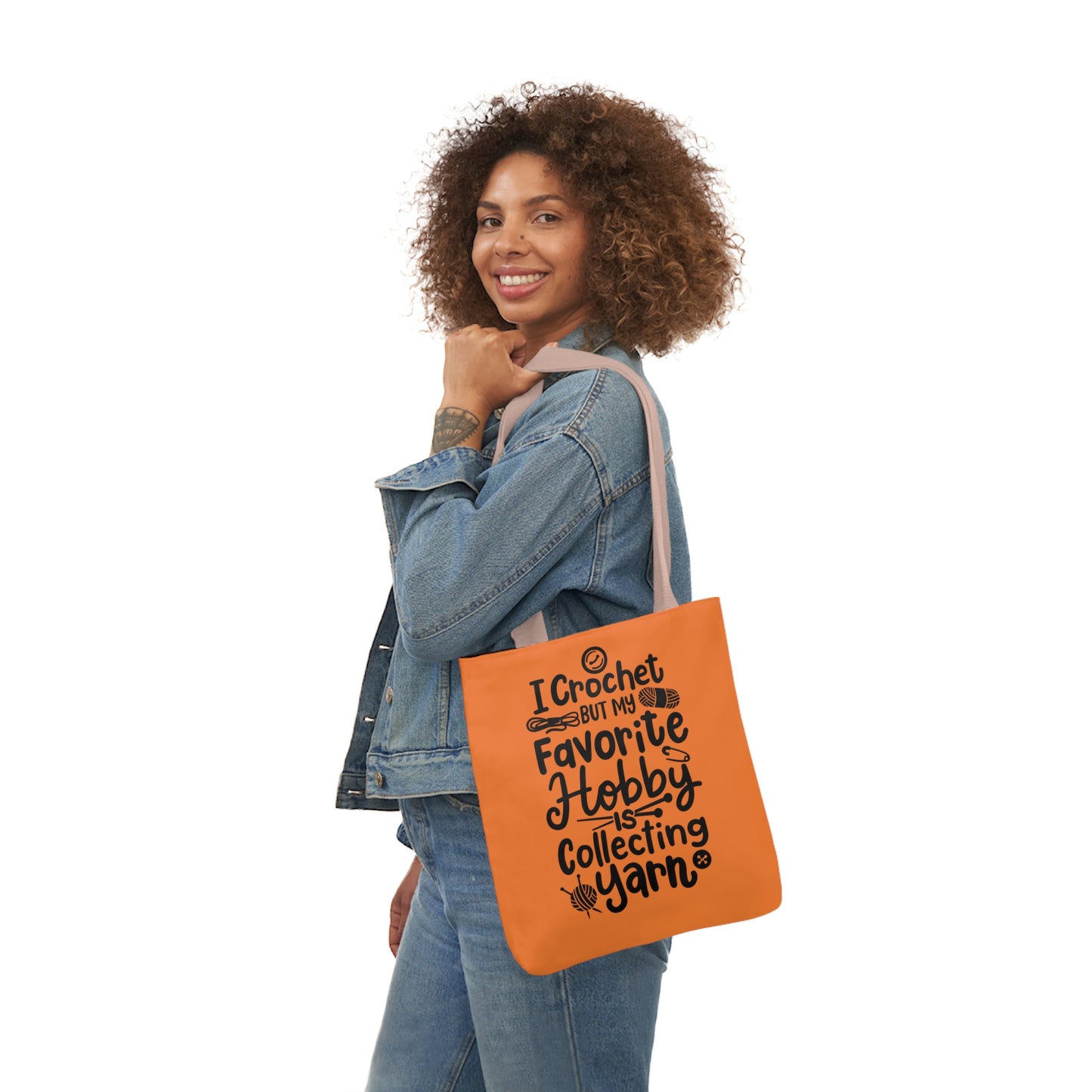 My Favorite Hobby Is Collecting Yarn, Funny Crochet Saying Canvas Tote Bag, 5-Color Straps 3 Sizes
