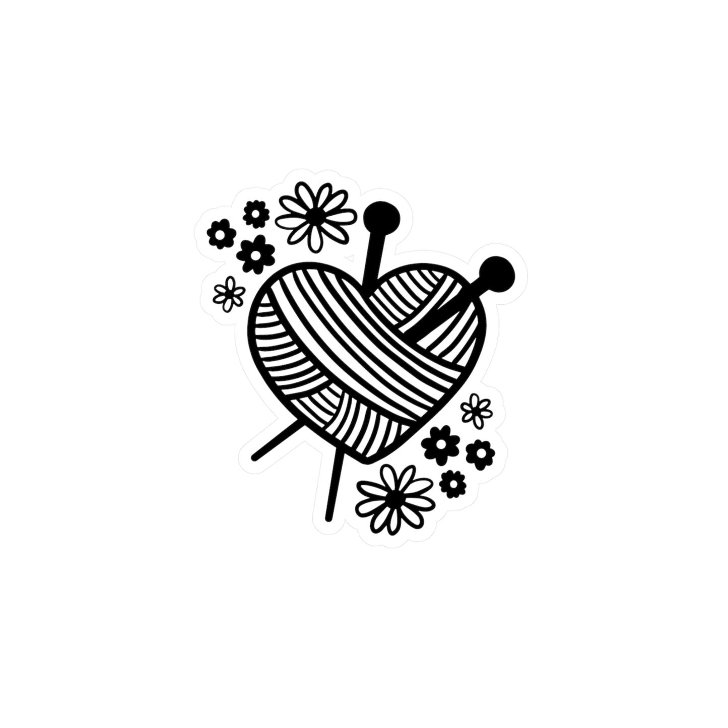 Heart Shaped Yarn Kiss-Cut Vinyl Decal, Crochet Themed Sticker