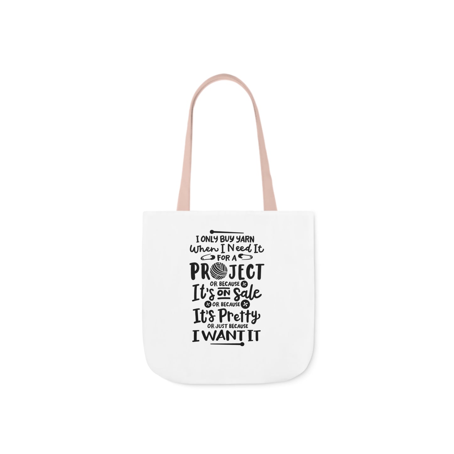 I only Buy Yarn, Canvas Tote Bag, Yarn Tote Bag, 5-Color Straps, 3 Sizes