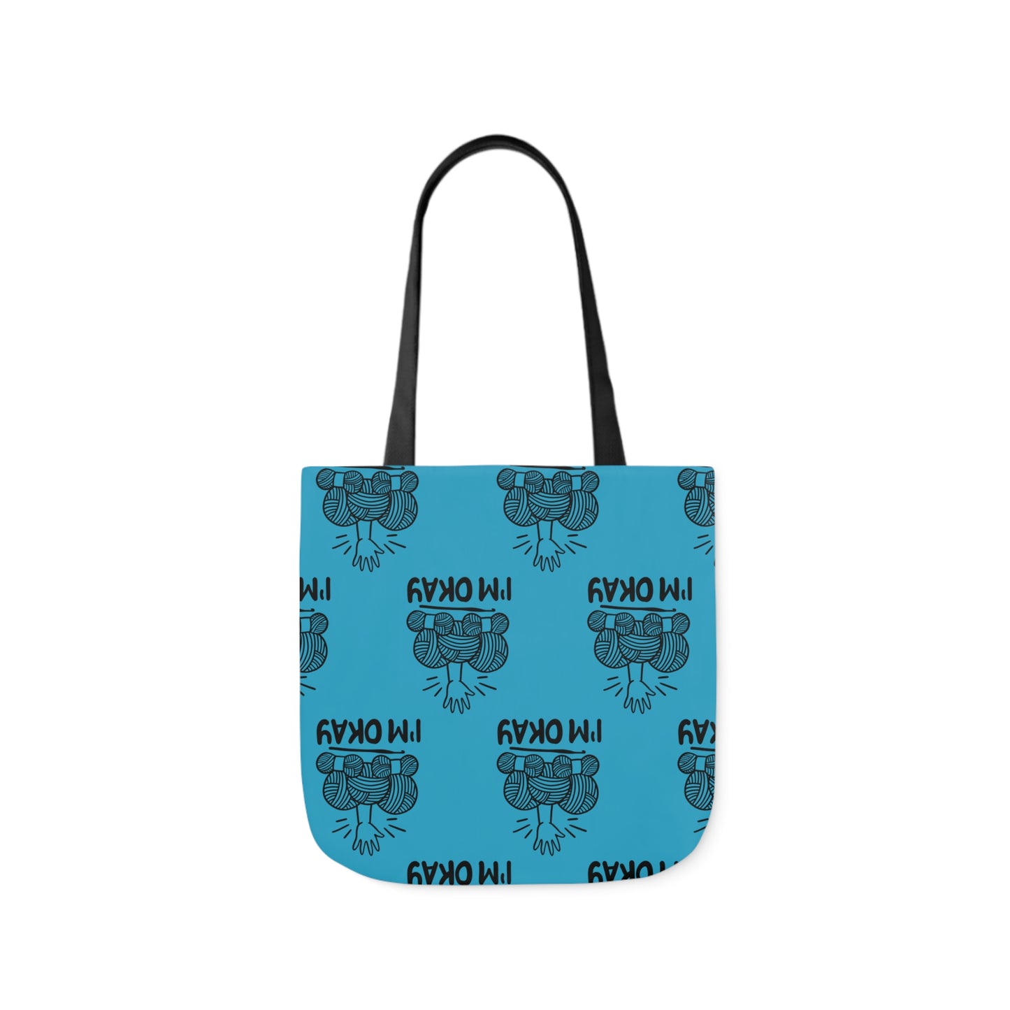 I'm Okay Pattern Canvas Tote Bag, 5-Color Straps, 3 Background Colors, 3 Sizes