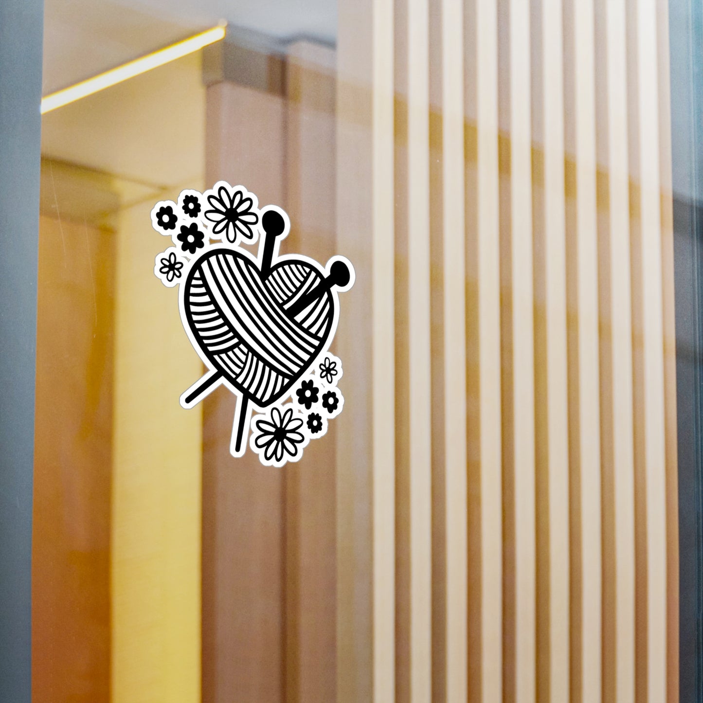 Heart Shaped Yarn Kiss-Cut Vinyl Decal, Crochet Themed Sticker