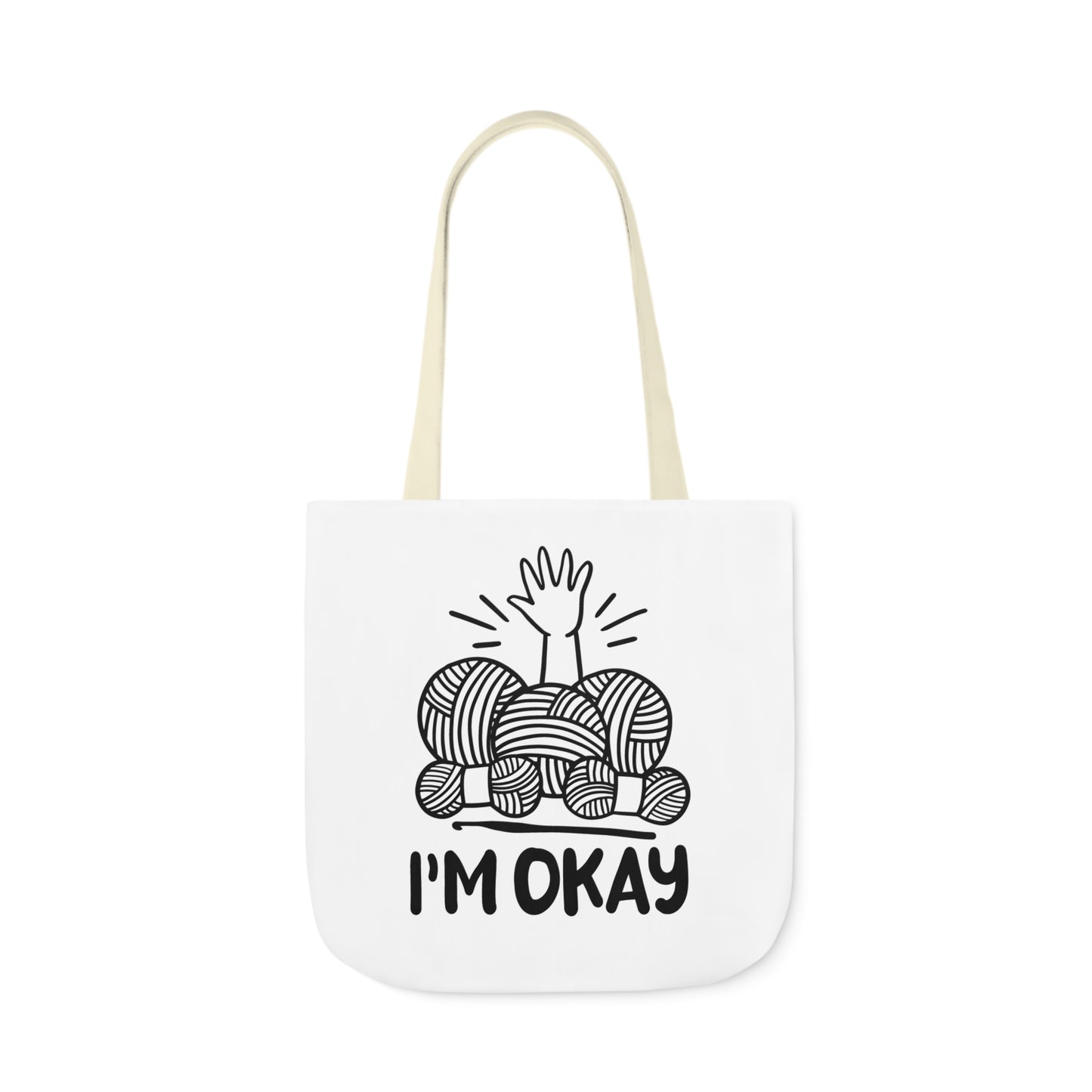 I'm Okay Cute Crochet Themed Canvas Tote Bag, 5-Color Straps