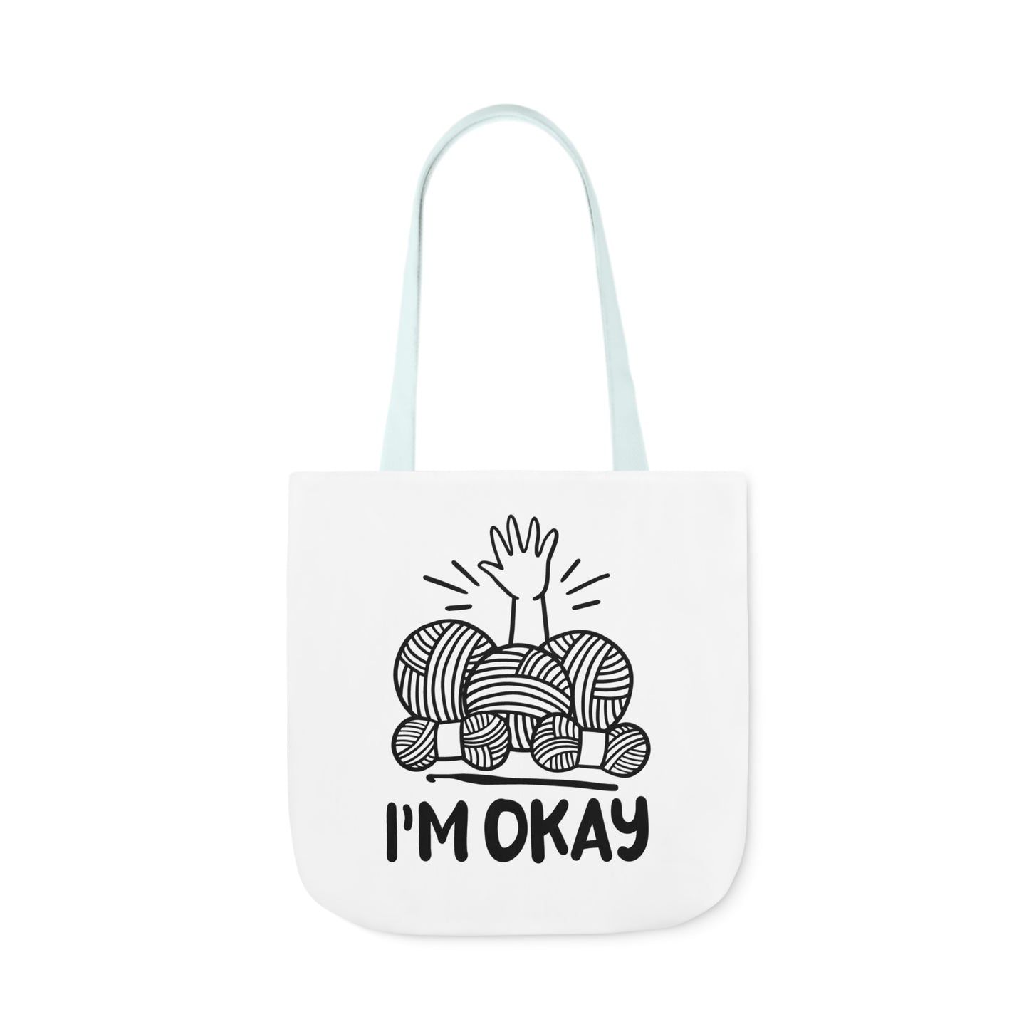 I'm Okay Cute Crochet Themed Canvas Tote Bag, 5-Color Straps