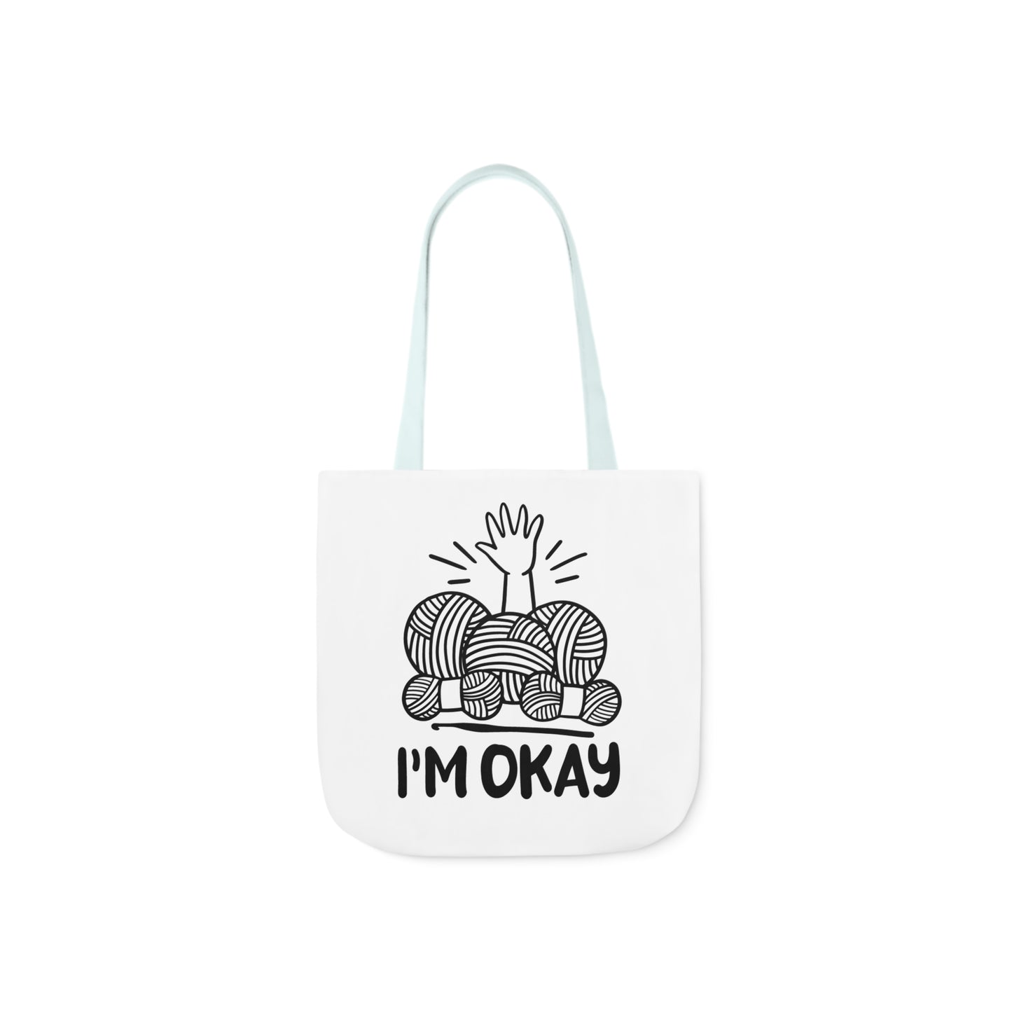 I'm Okay Cute Crochet Themed Canvas Tote Bag, 5-Color Straps