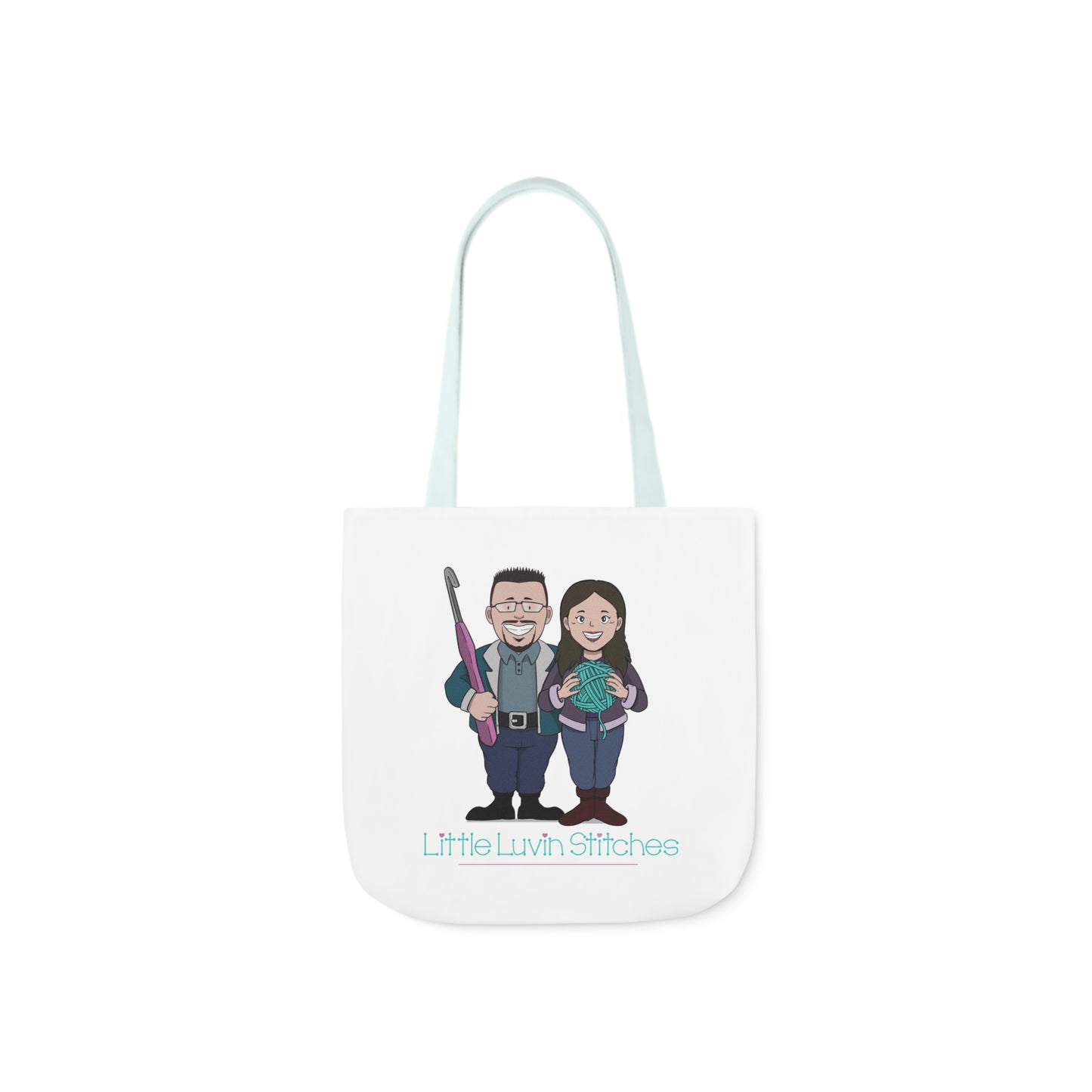 Crochet Couple Canvas Tote Bag, 5-Color Straps, 3 Sizes