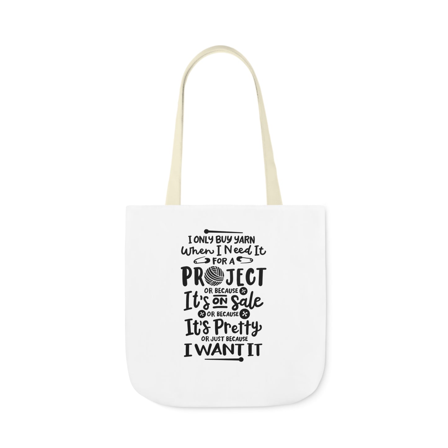 I only Buy Yarn, Canvas Tote Bag, Yarn Tote Bag, 5-Color Straps, 3 Sizes