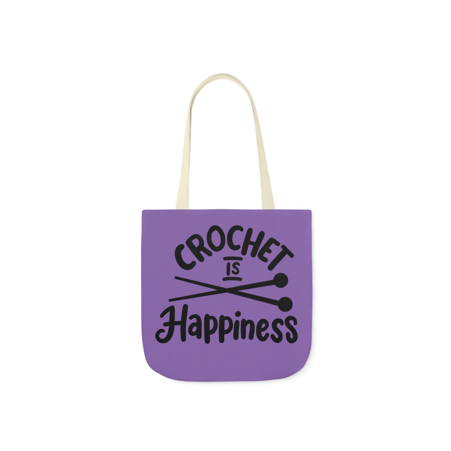 Crochet is Happiness Canvas Tote Bag, 5-Color Straps, 3 Sizes