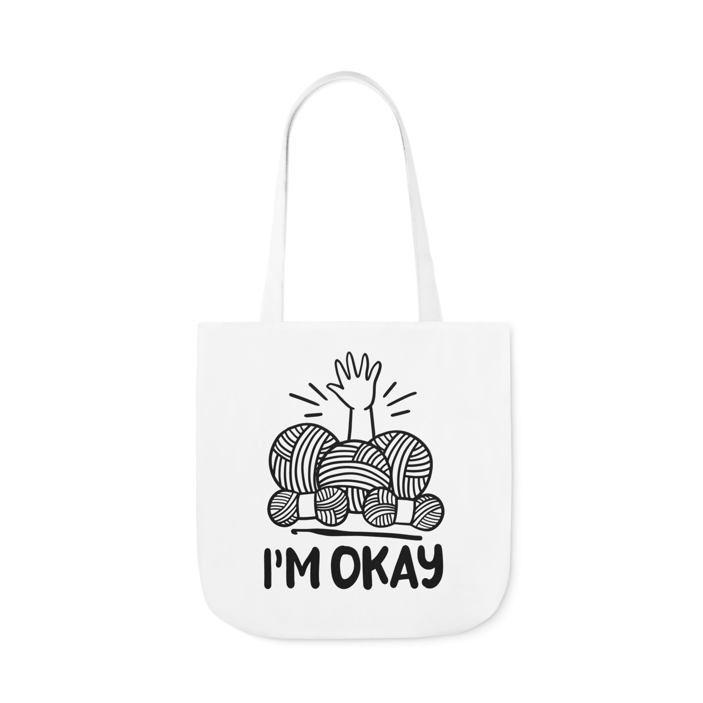 I'm Okay Cute Crochet Themed Canvas Tote Bag, 5-Color Straps