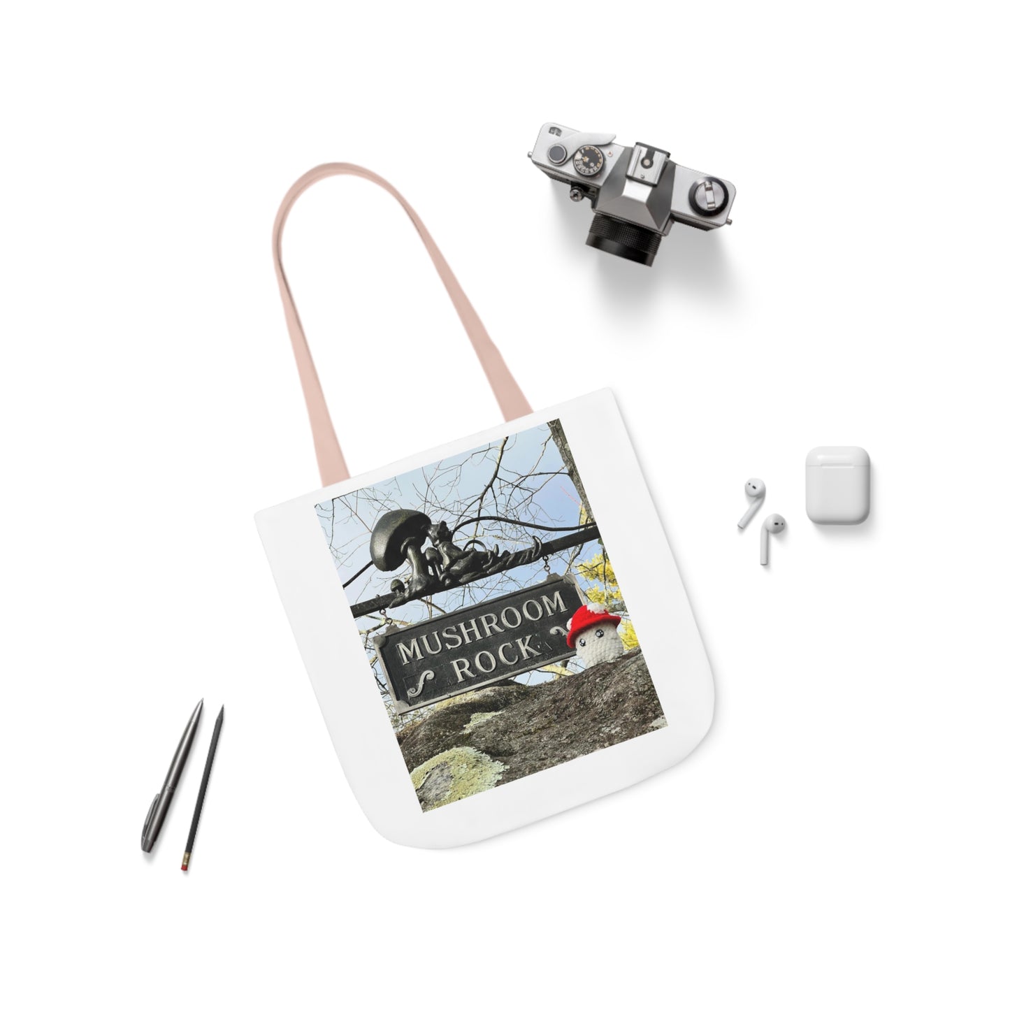 Mac the Mushroom Adventure Canvas Tote Bag, 3 Sizes, 5-Color Straps
