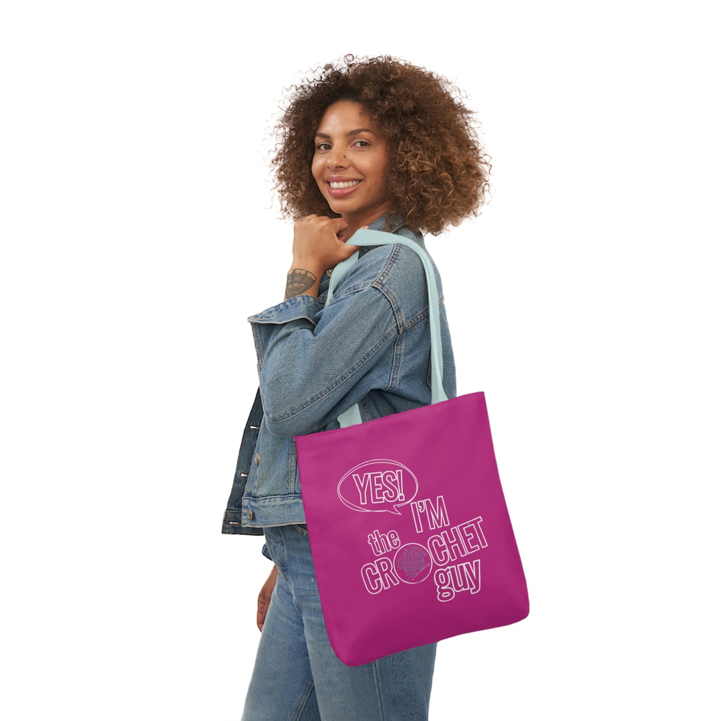 Yes, I'm The Crochet Guy, Canvas Tote Bag, 5-Color Straps, 3 sizes, 3 Background Colors