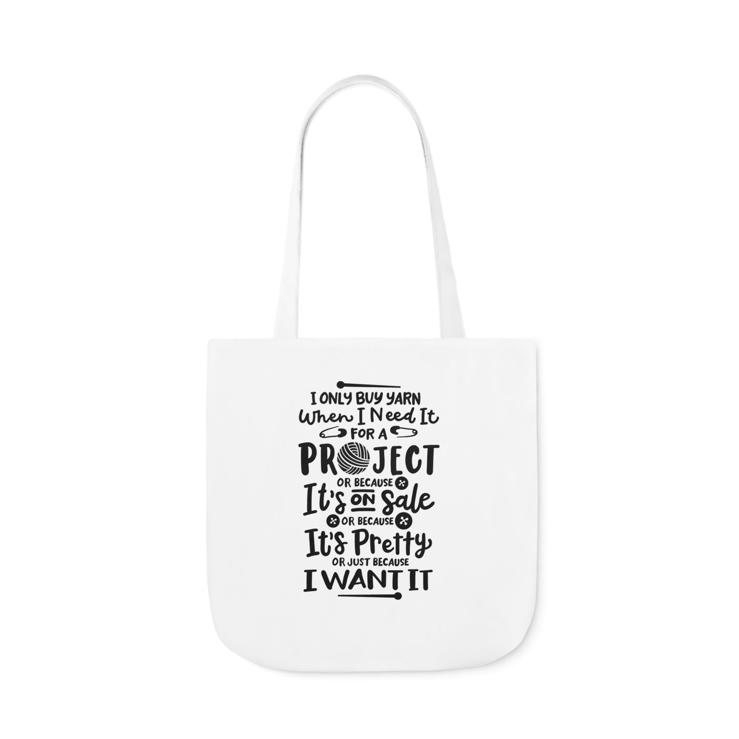 I only Buy Yarn, Canvas Tote Bag, Yarn Tote Bag, 5-Color Straps, 3 Sizes