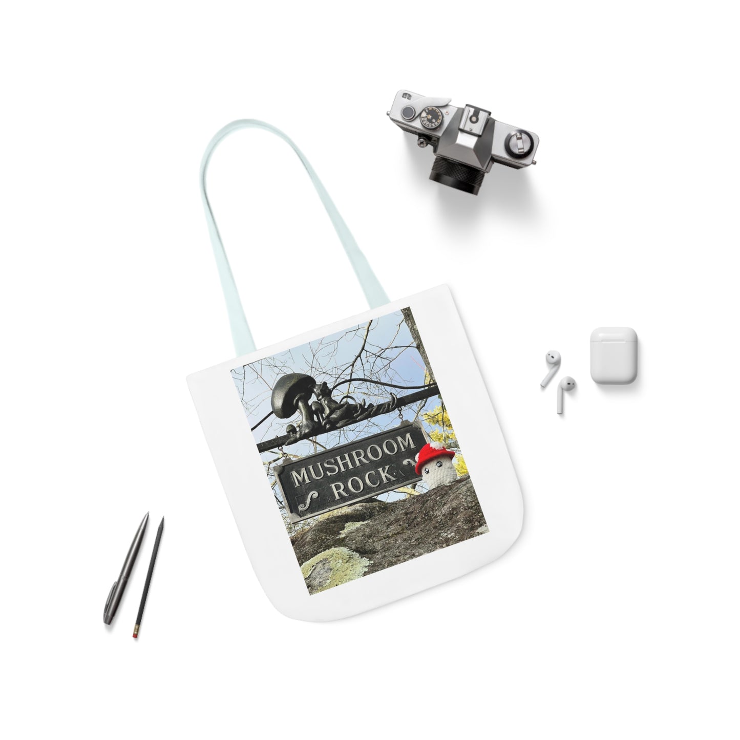 Mac the Mushroom Adventure Canvas Tote Bag, 3 Sizes, 5-Color Straps