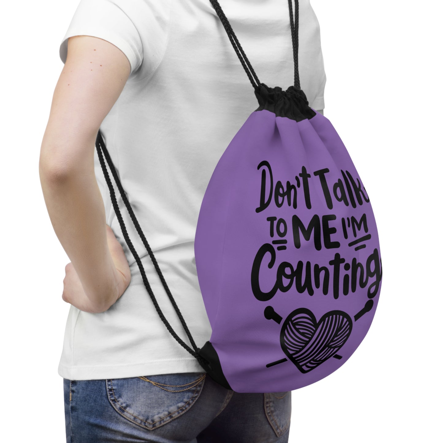 Crochet Themed Drawstring Bag, Don't Talk To Me I'm Counting, Cute Yarn Bag