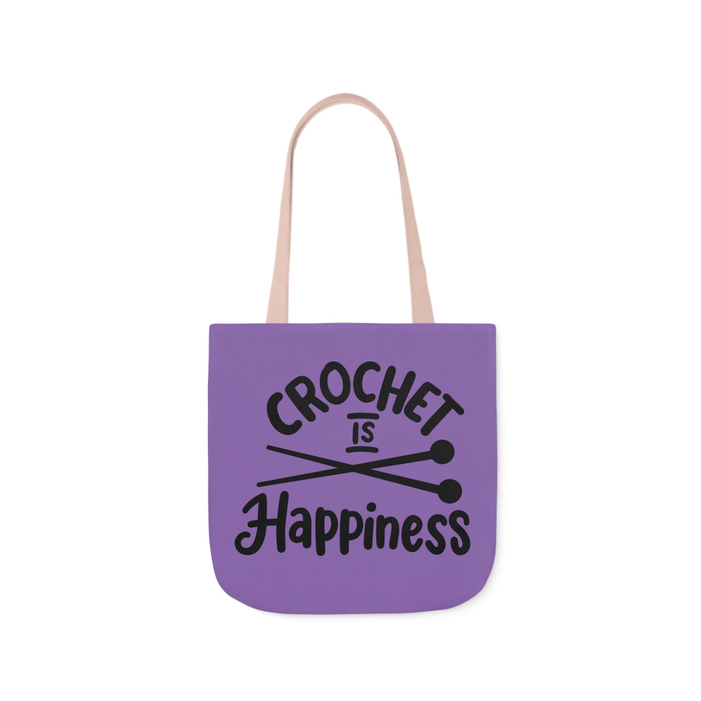 Crochet is Happiness Canvas Tote Bag, 5-Color Straps, 3 Sizes