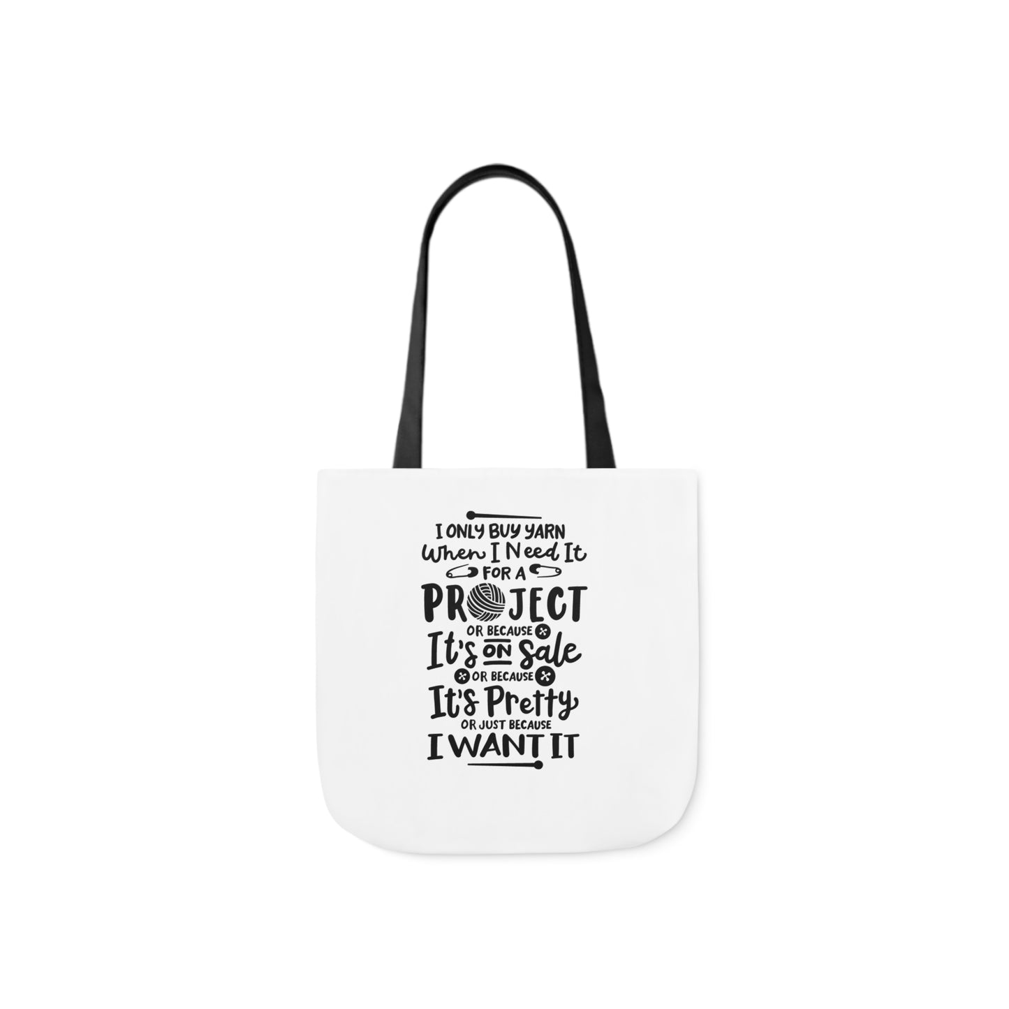 I only Buy Yarn, Canvas Tote Bag, Yarn Tote Bag, 5-Color Straps, 3 Sizes