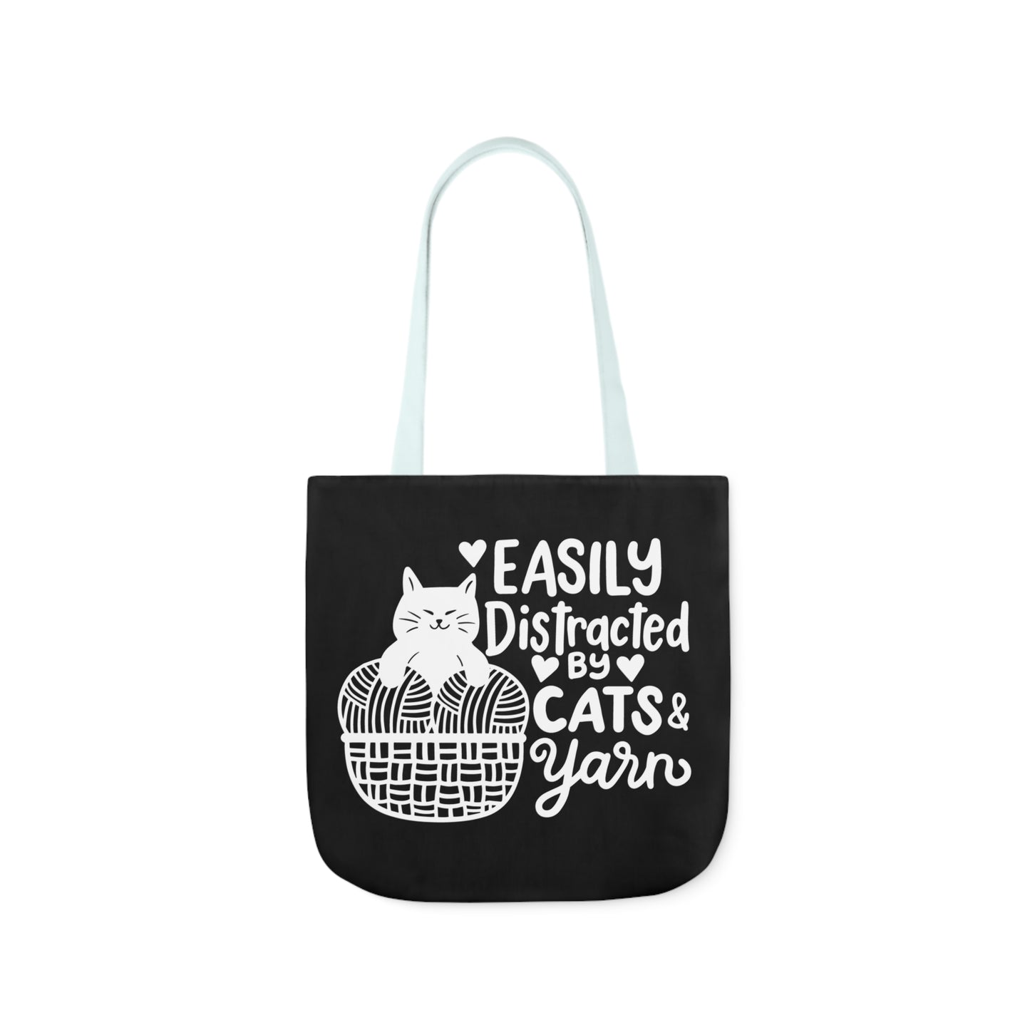 Easily distracted By Cats and Yarn, Canvas Tote Bag, 5-Color Straps, 3 Sizes Yarn Bag