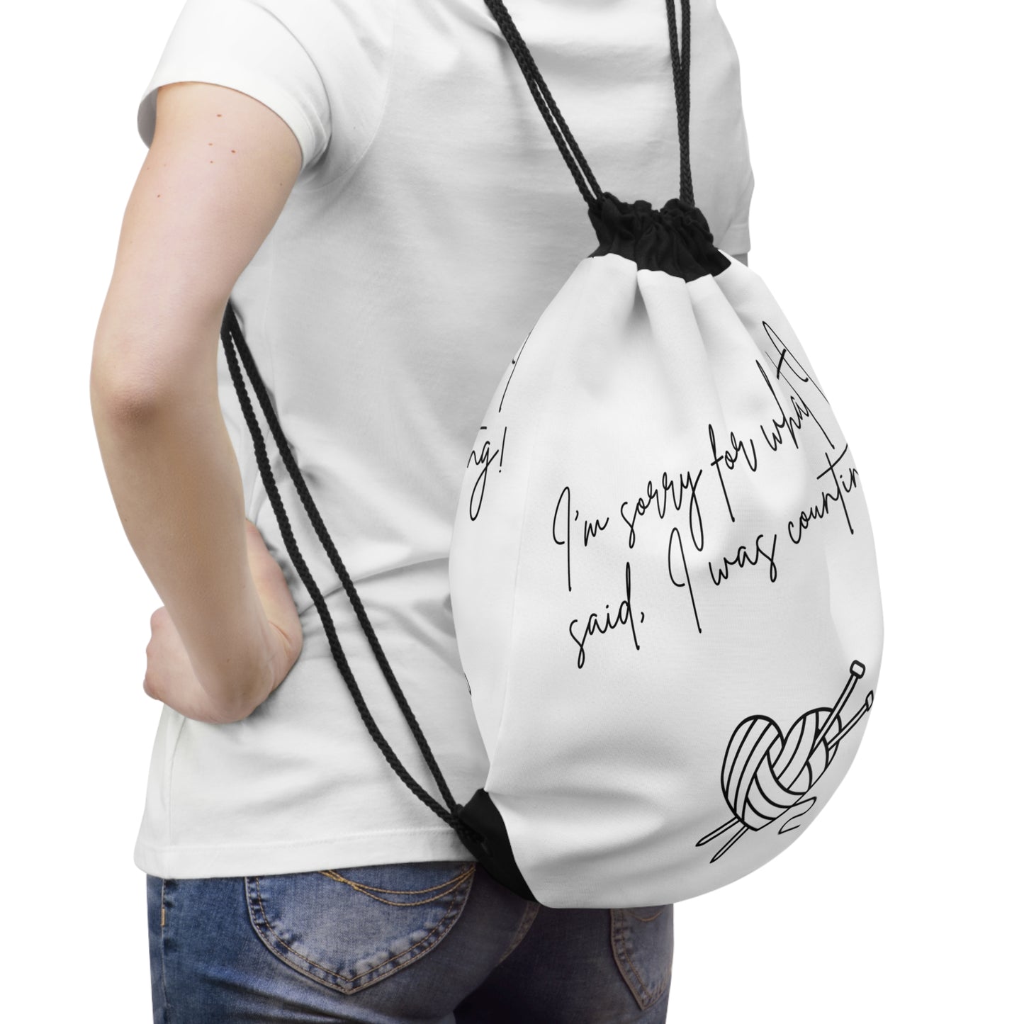 Sorry I Was Counting, Drawstring Bag, Lightweight Yarn or Accessories Bag