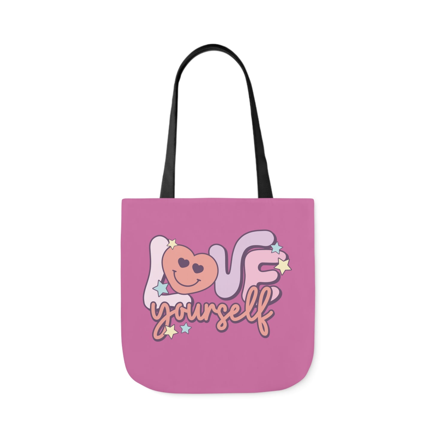 Love Yourself, Inspirational Canvas Tote Bag, 5-Color Straps, 3 Sizes