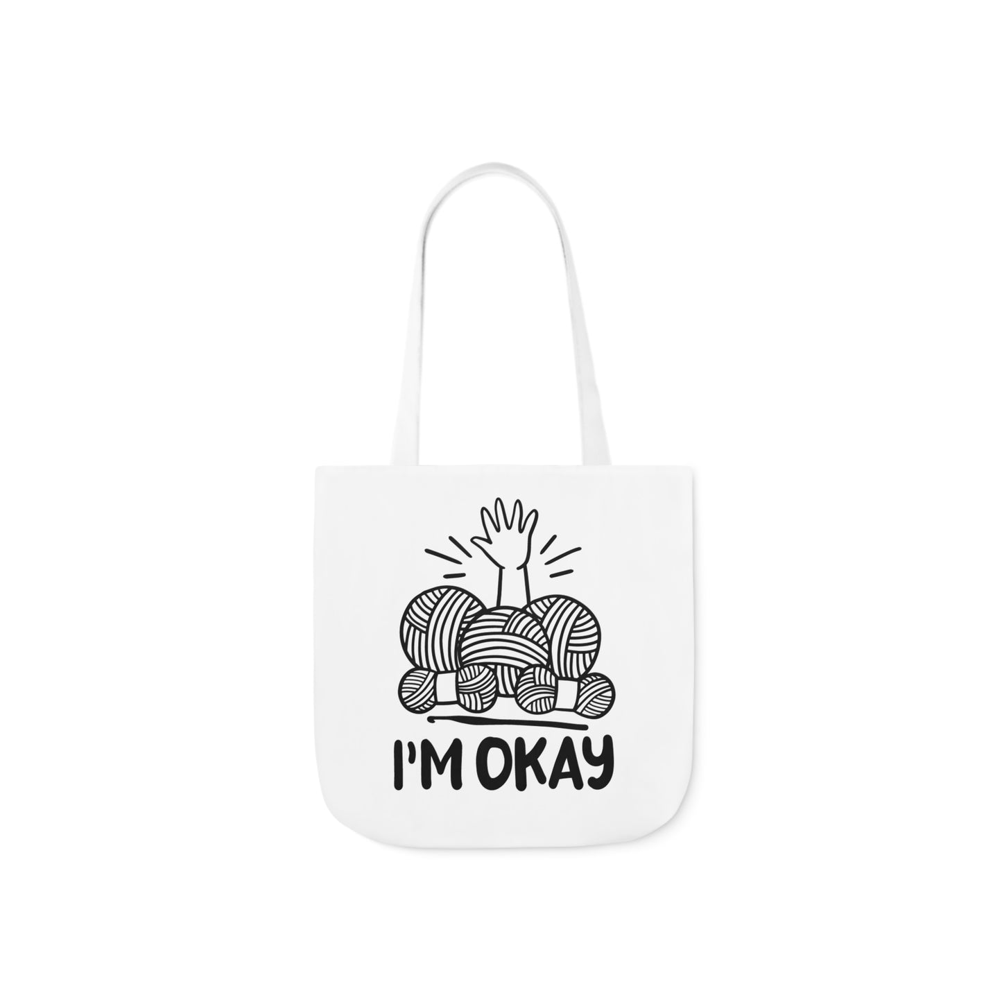 I'm Okay Cute Crochet Themed Canvas Tote Bag, 5-Color Straps