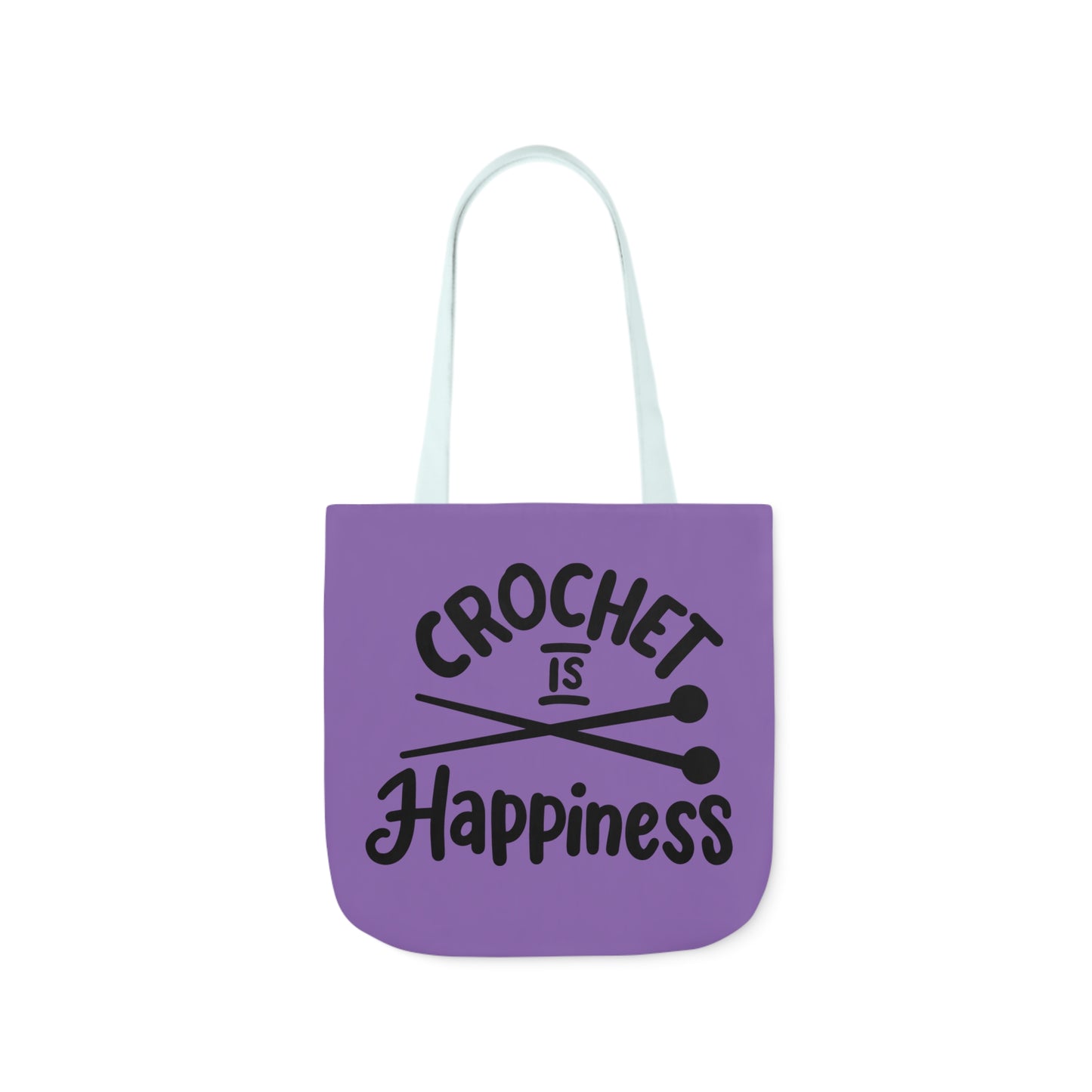 Crochet is Happiness Canvas Tote Bag, 5-Color Straps, 3 Sizes