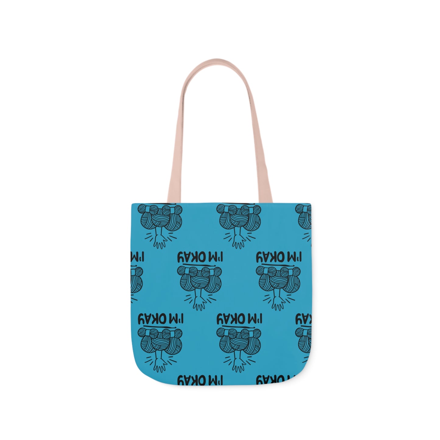 I'm Okay Pattern Canvas Tote Bag, 5-Color Straps, 3 Background Colors, 3 Sizes