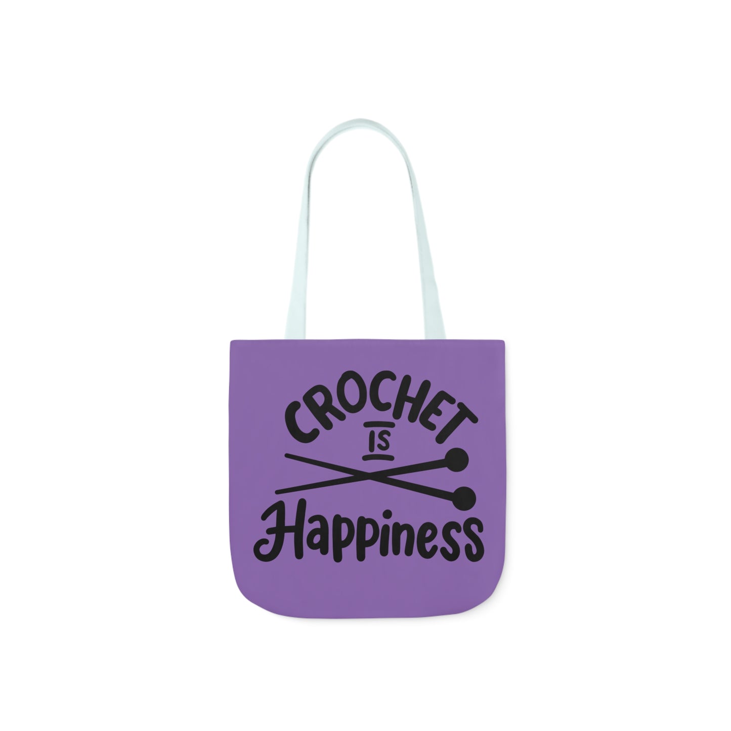 Crochet is Happiness Canvas Tote Bag, 5-Color Straps, 3 Sizes