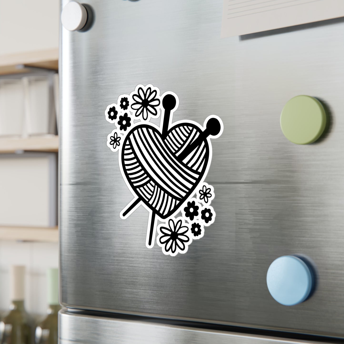 Heart Shaped Yarn Kiss-Cut Vinyl Decal, Crochet Themed Sticker