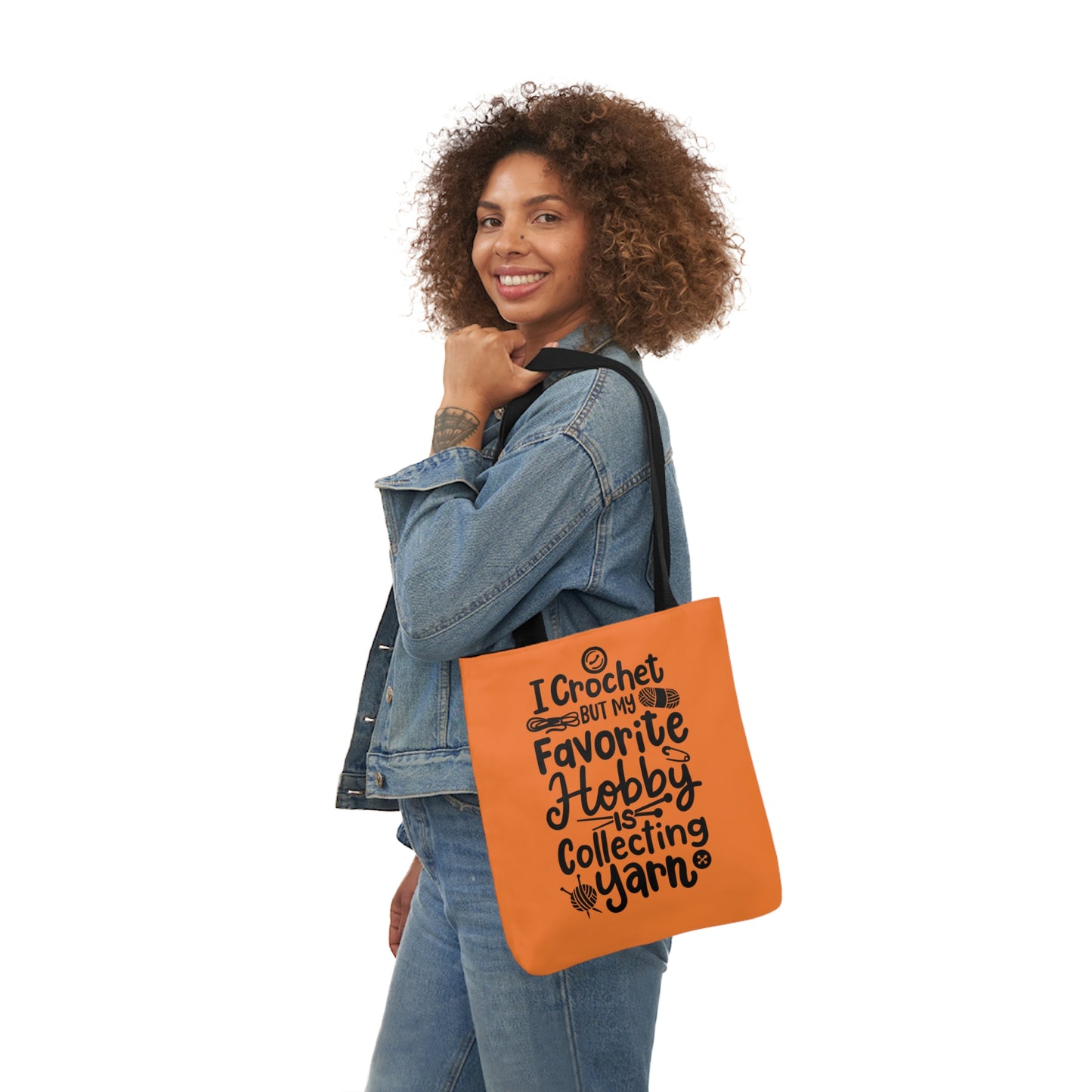 My Favorite Hobby Is Collecting Yarn, Funny Crochet Saying Canvas Tote Bag, 5-Color Straps 3 Sizes