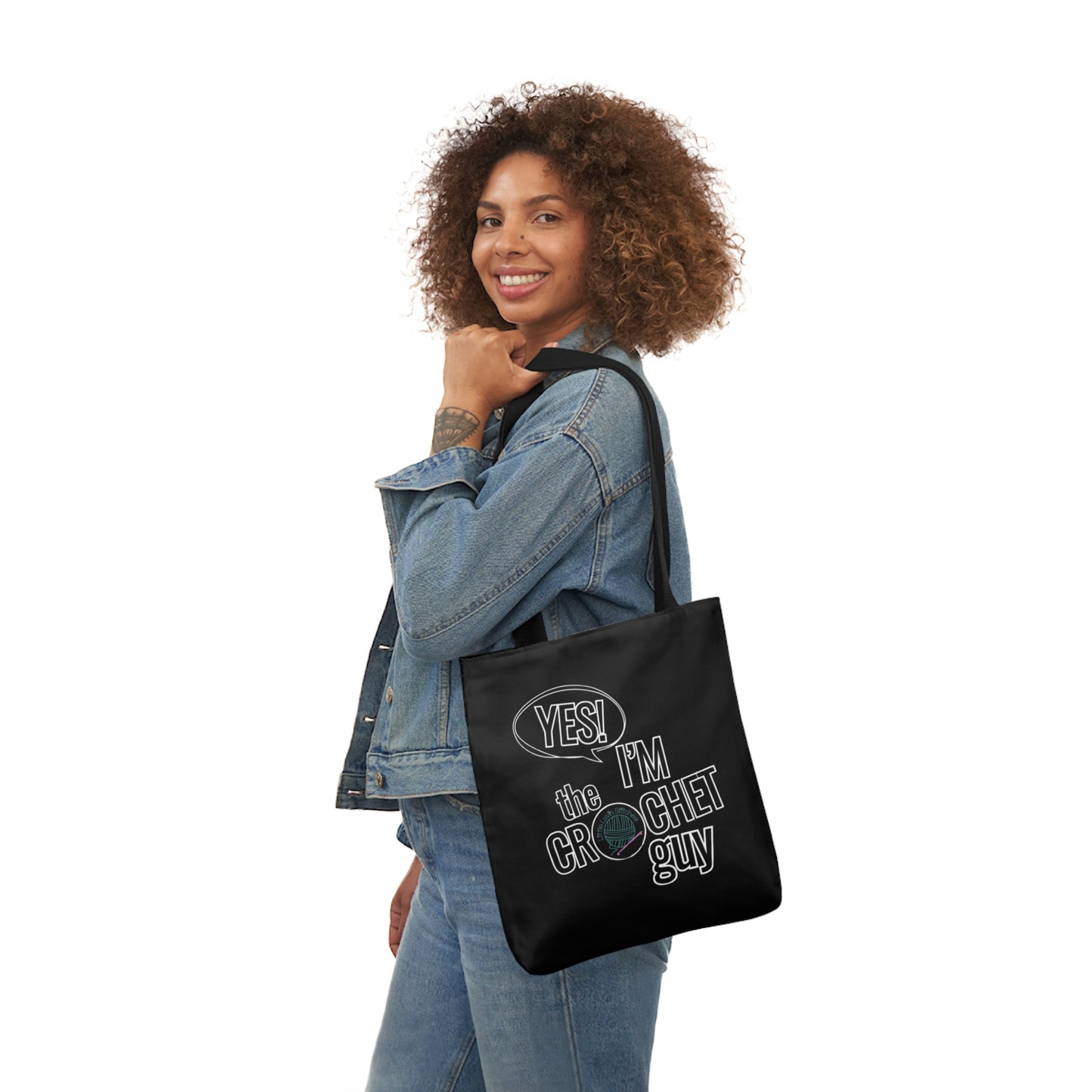 Yes, I'm The Crochet Guy, Canvas Tote Bag, 5-Color Straps, 3 sizes, 3 Background Colors