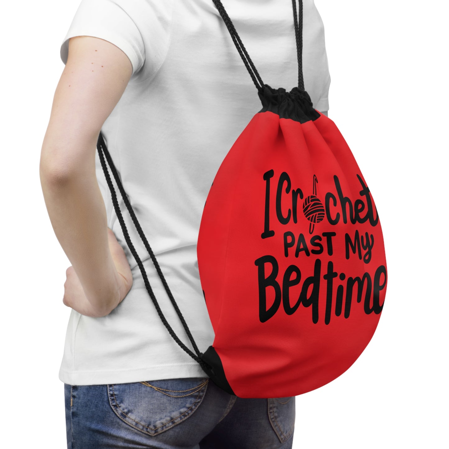 Crochet Past My Bedtime, Cute Drawstring Bag