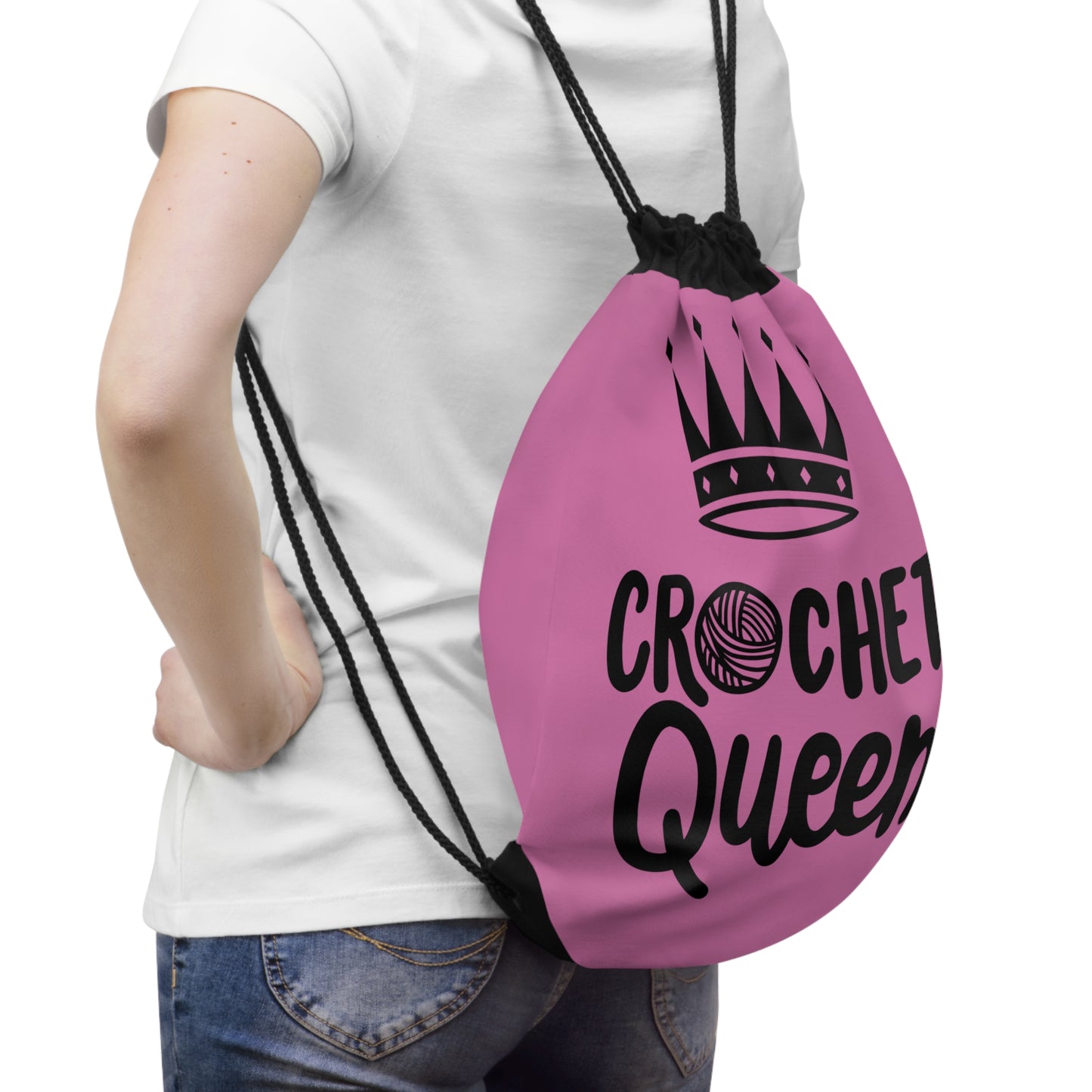 Crochet Queen Yarn Bag, Drawstring Bag