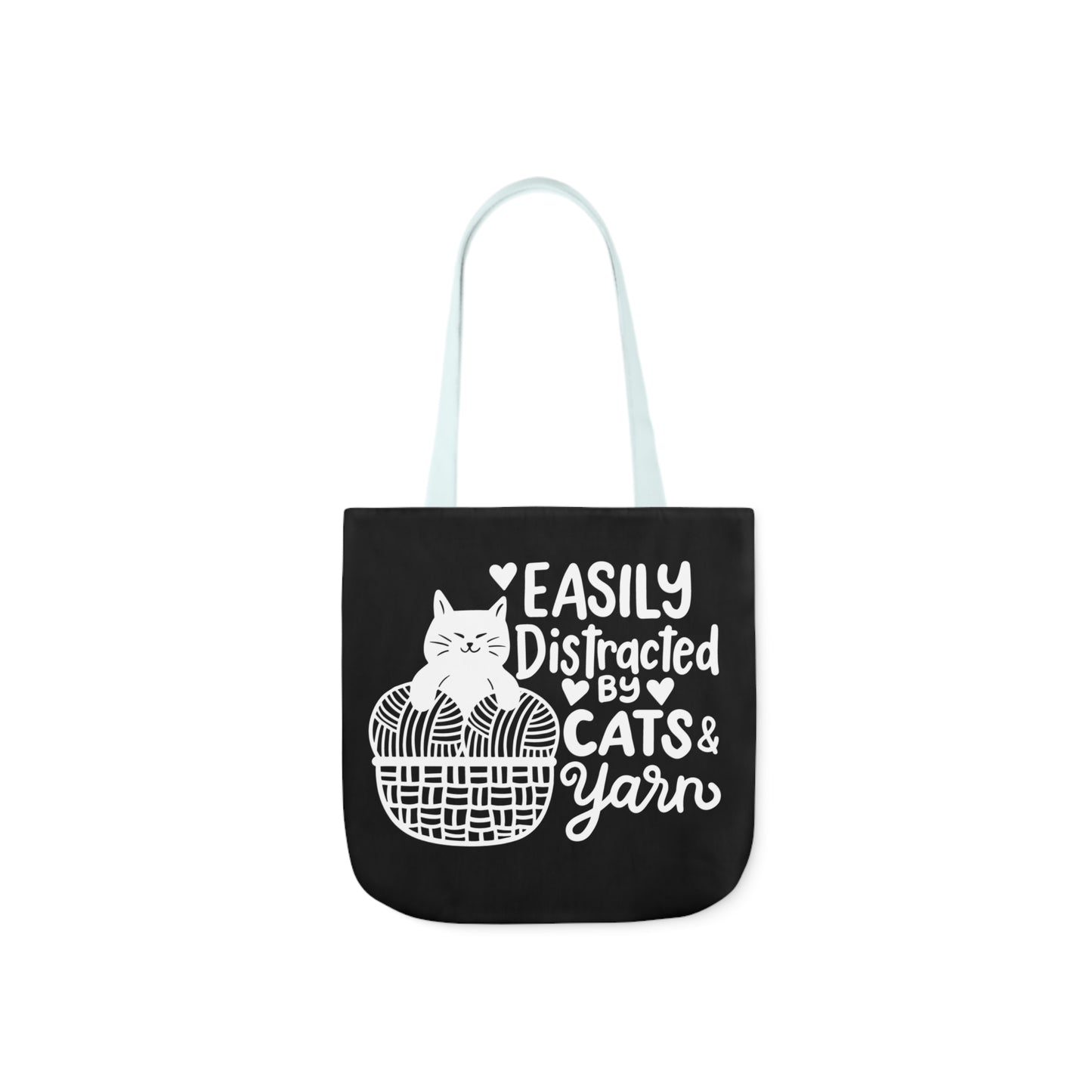 Easily distracted By Cats and Yarn, Canvas Tote Bag, 5-Color Straps, 3 Sizes Yarn Bag