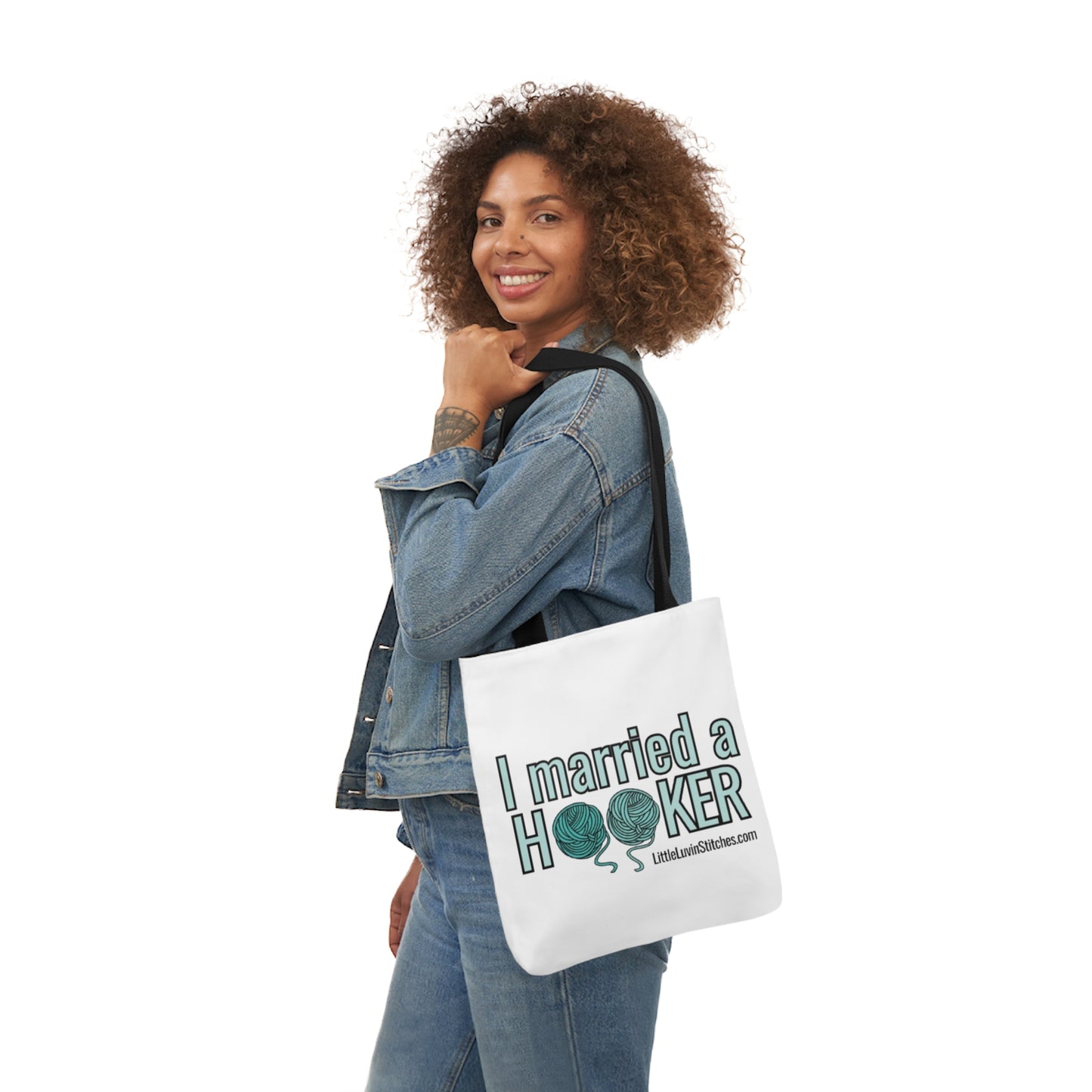 Cute Crochet Saying Canvas Tote Bag, 5-Color Straps, 3 Sizes