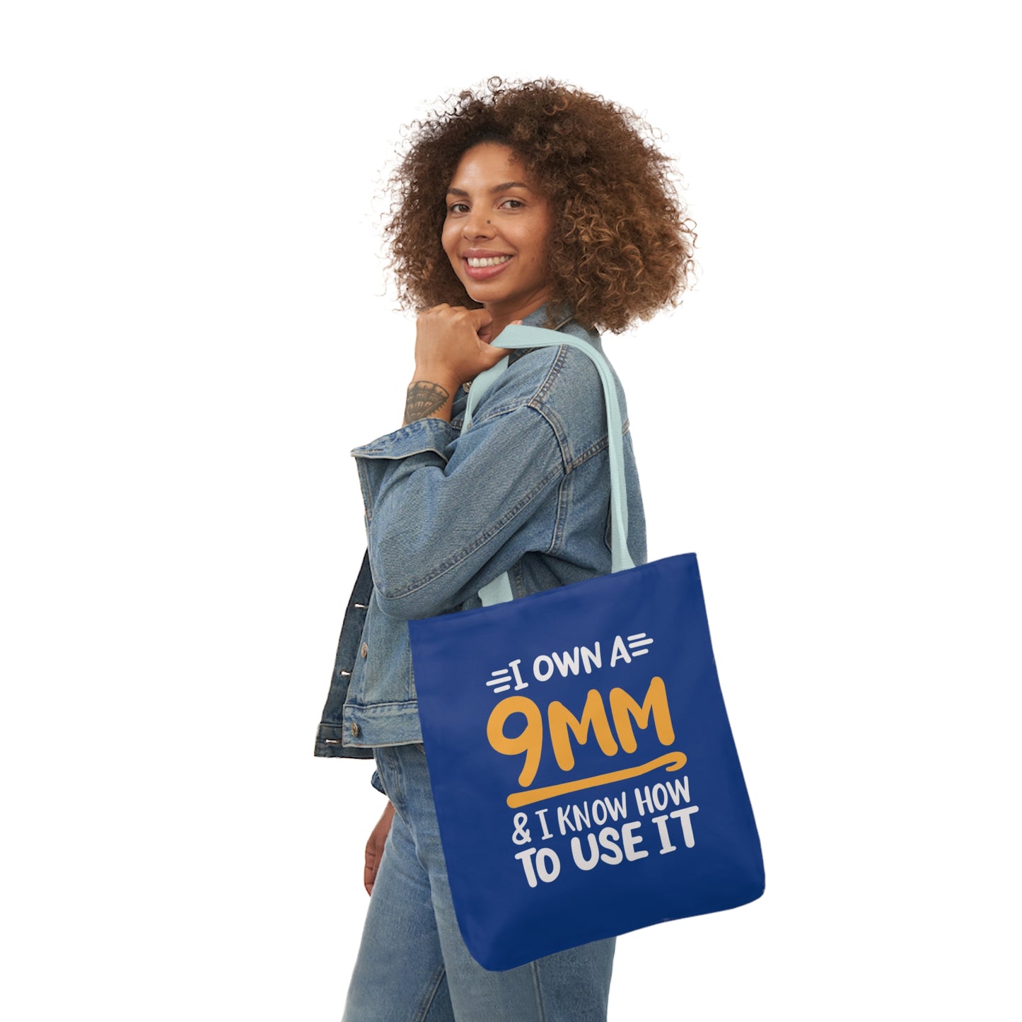 I own a 9mm and I know how to use it, Canvas Tote Bag, 3 Color Choices, 5-Color Straps, 3 Sizes