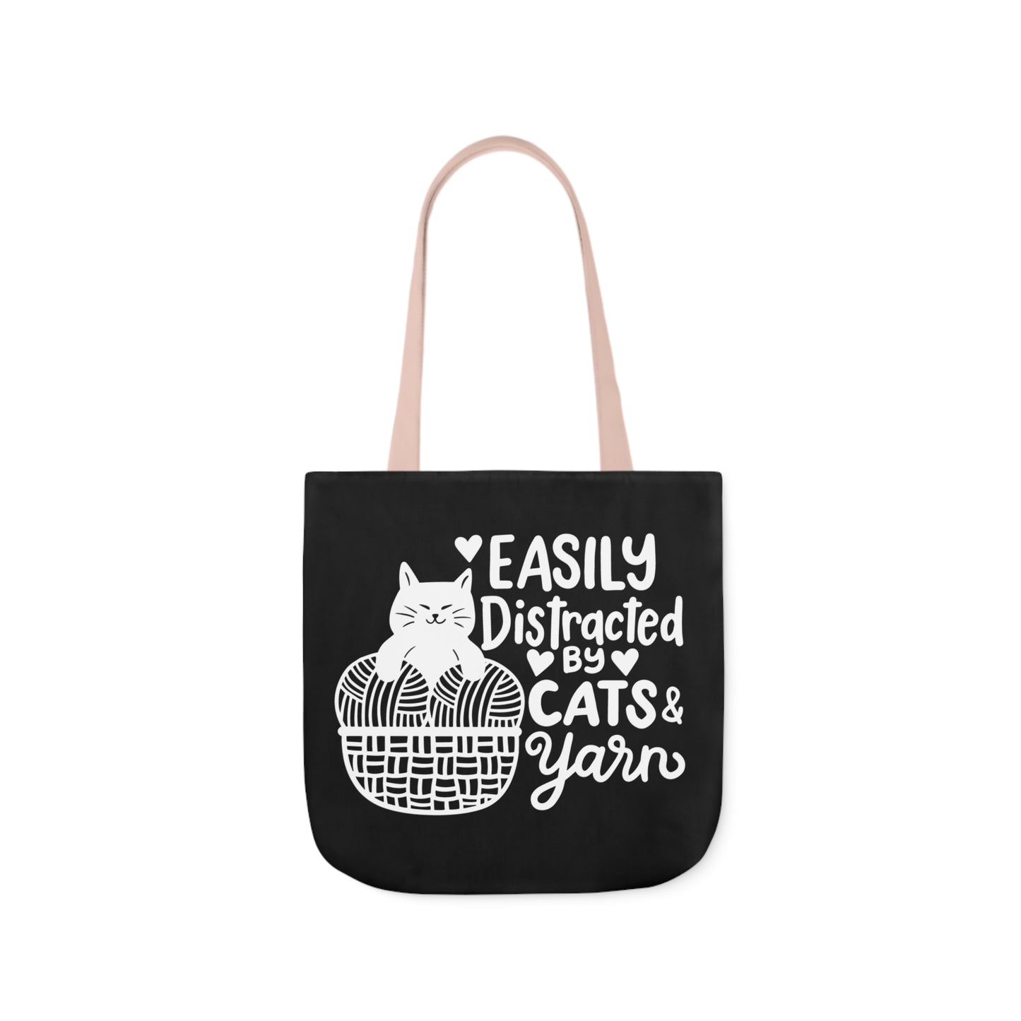 Easily distracted By Cats and Yarn, Canvas Tote Bag, 5-Color Straps, 3 Sizes Yarn Bag