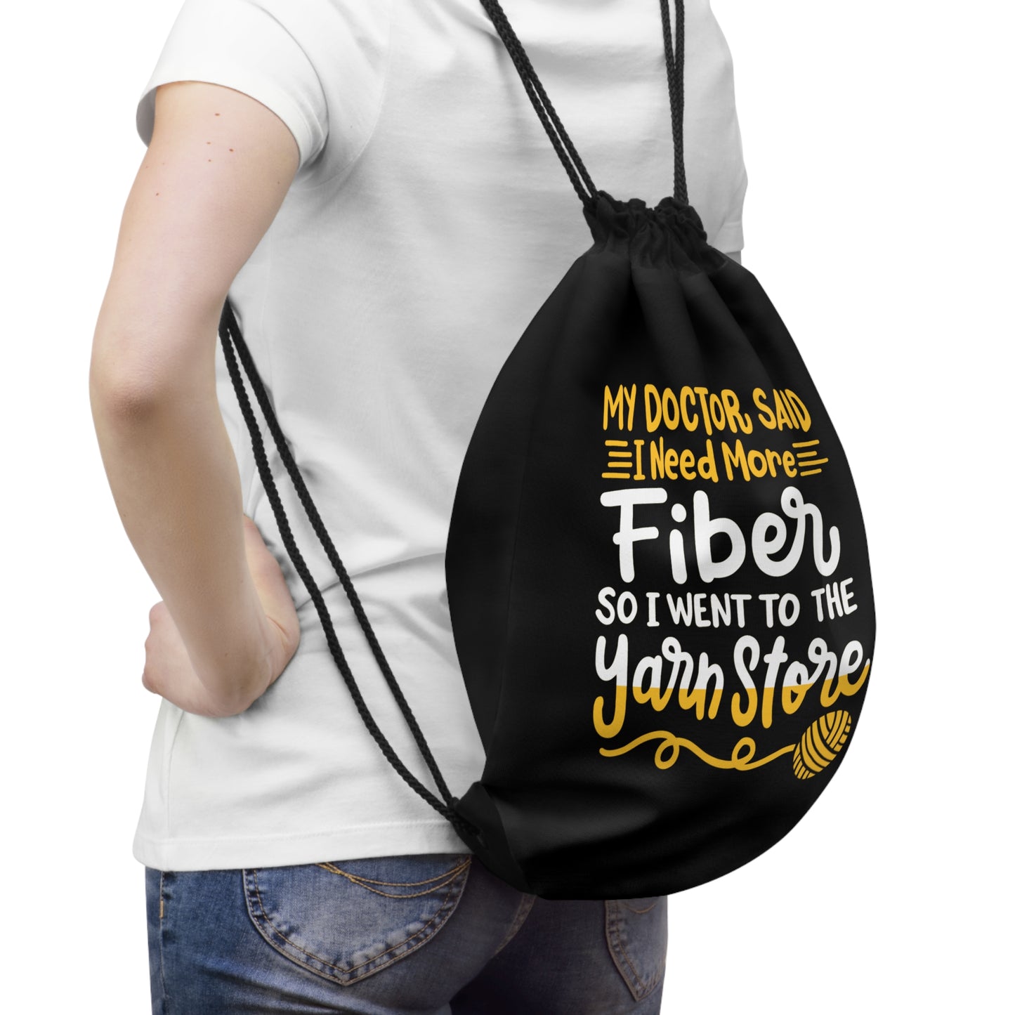 Drawstring Bag, Funny Saying Yarn Bag, Need More Fiber