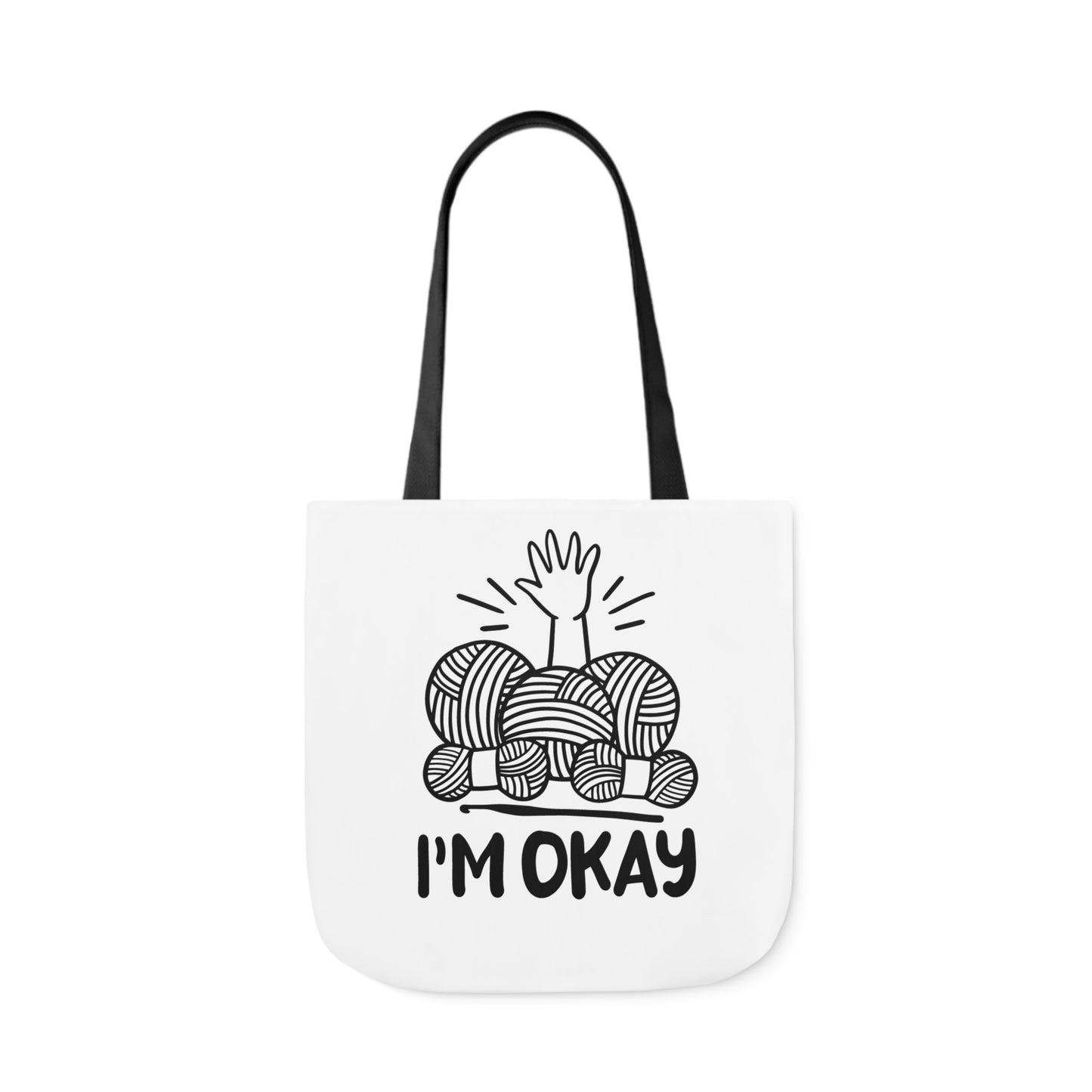 I'm Okay Cute Crochet Themed Canvas Tote Bag, 5-Color Straps