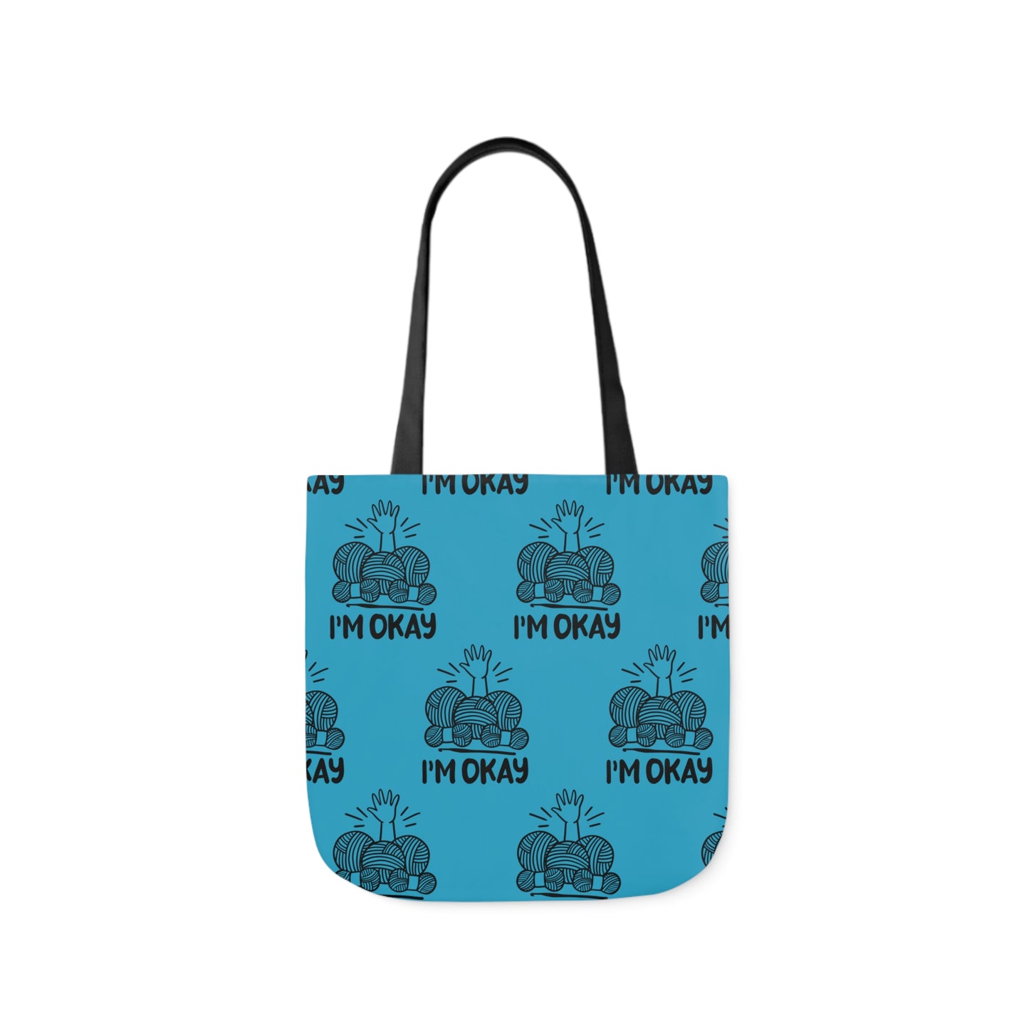 I'm Okay Pattern Canvas Tote Bag, 5-Color Straps, 3 Background Colors, 3 Sizes
