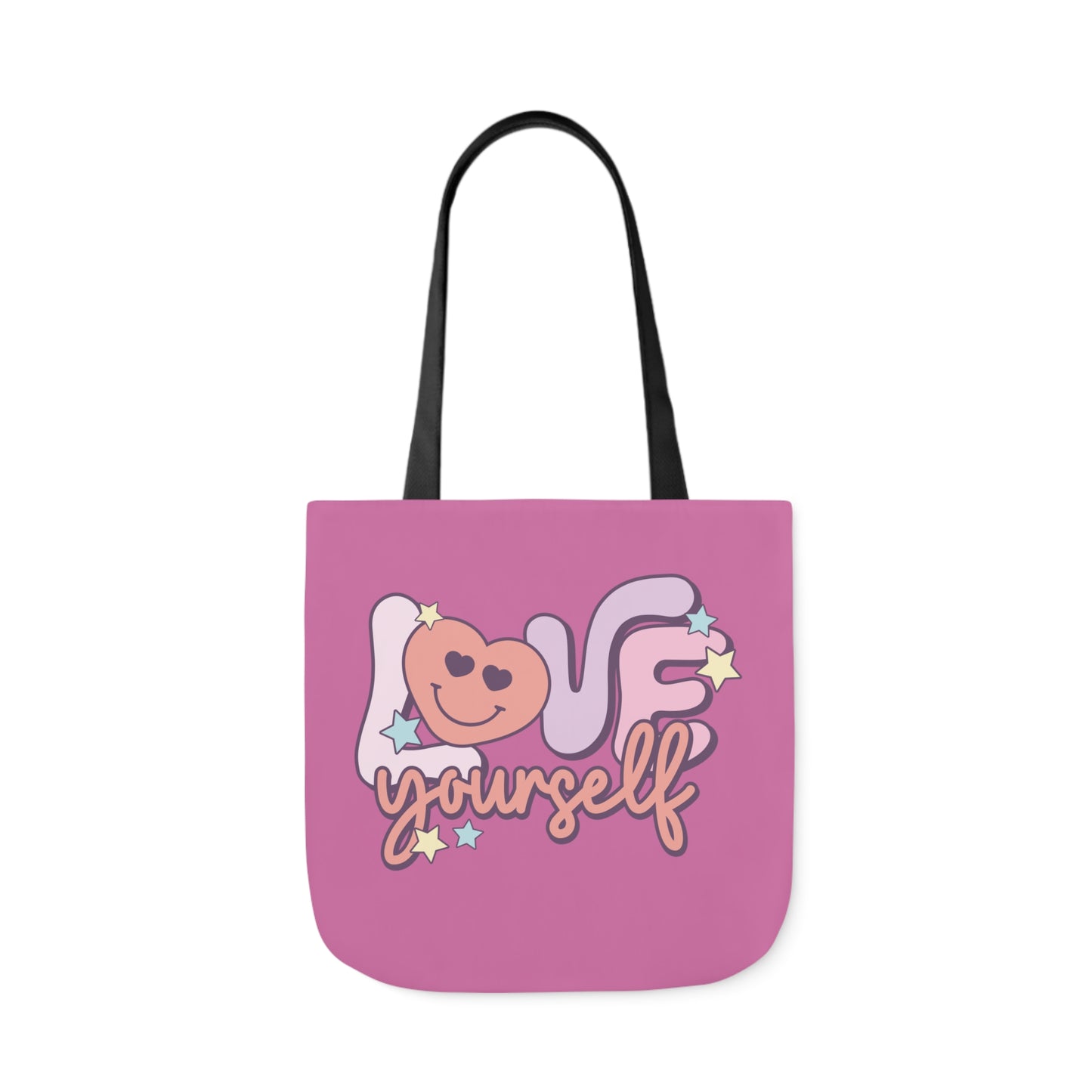 Love Yourself, Inspirational Canvas Tote Bag, 5-Color Straps, 3 Sizes