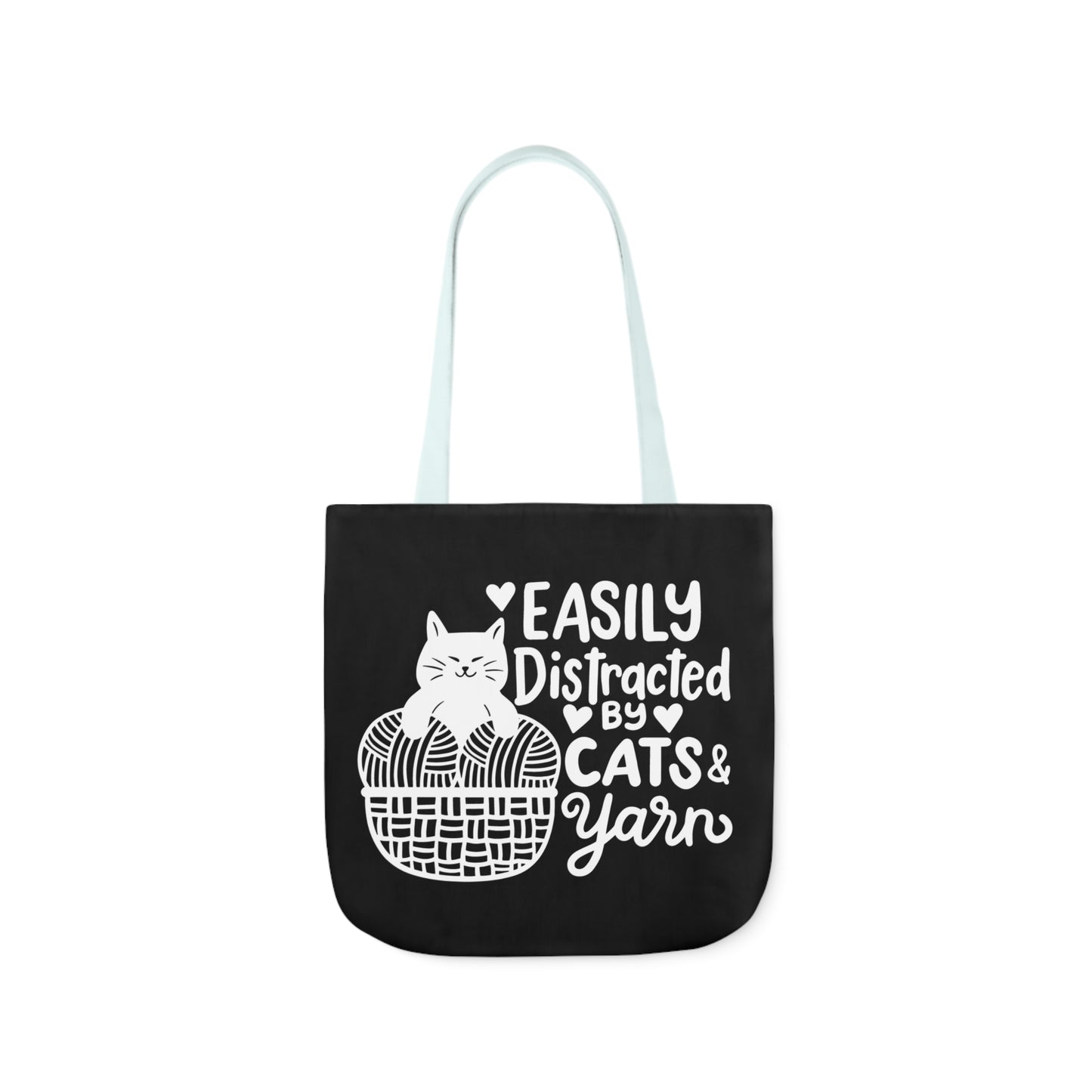 Easily distracted By Cats and Yarn, Canvas Tote Bag, 5-Color Straps, 3 Sizes Yarn Bag