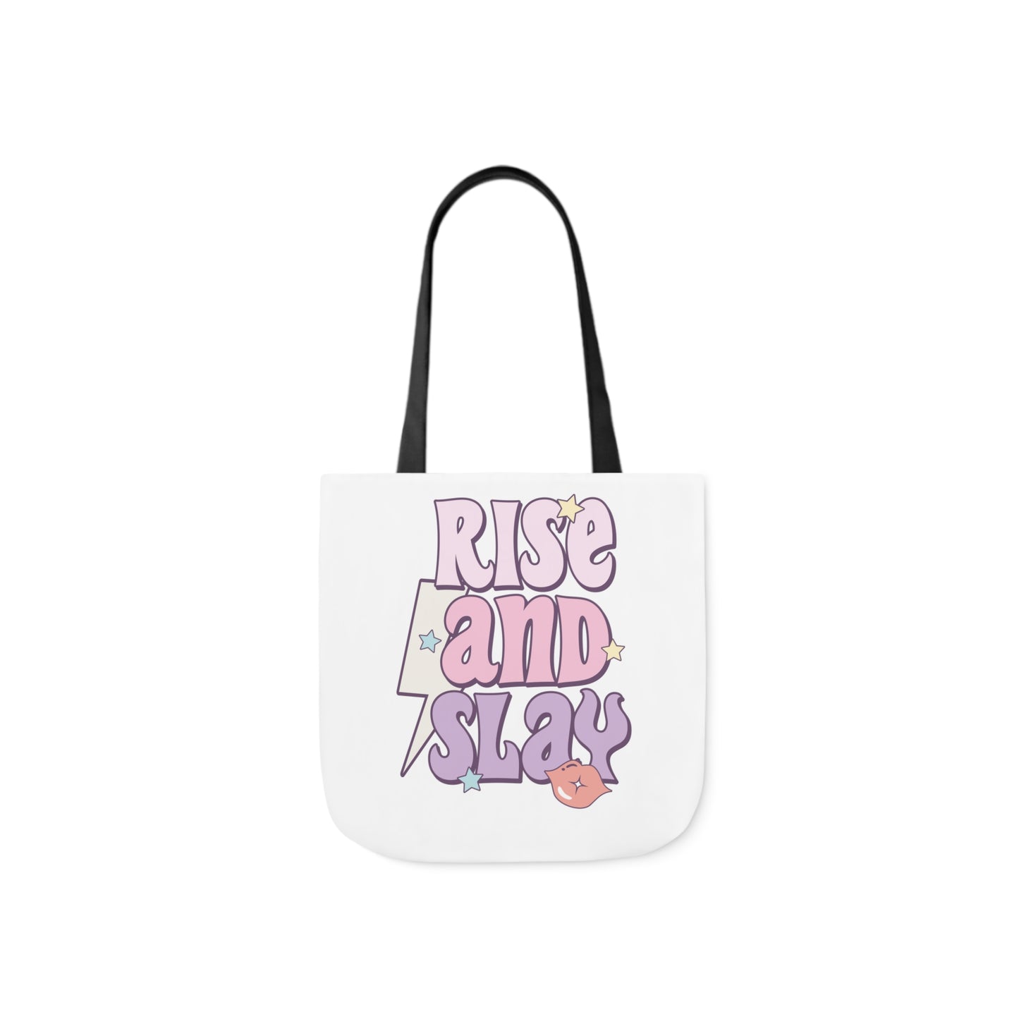 Canvas Tote Bag, 5-Color Straps, 3 Sizes, Rise and Slay, Cute Saying Bag