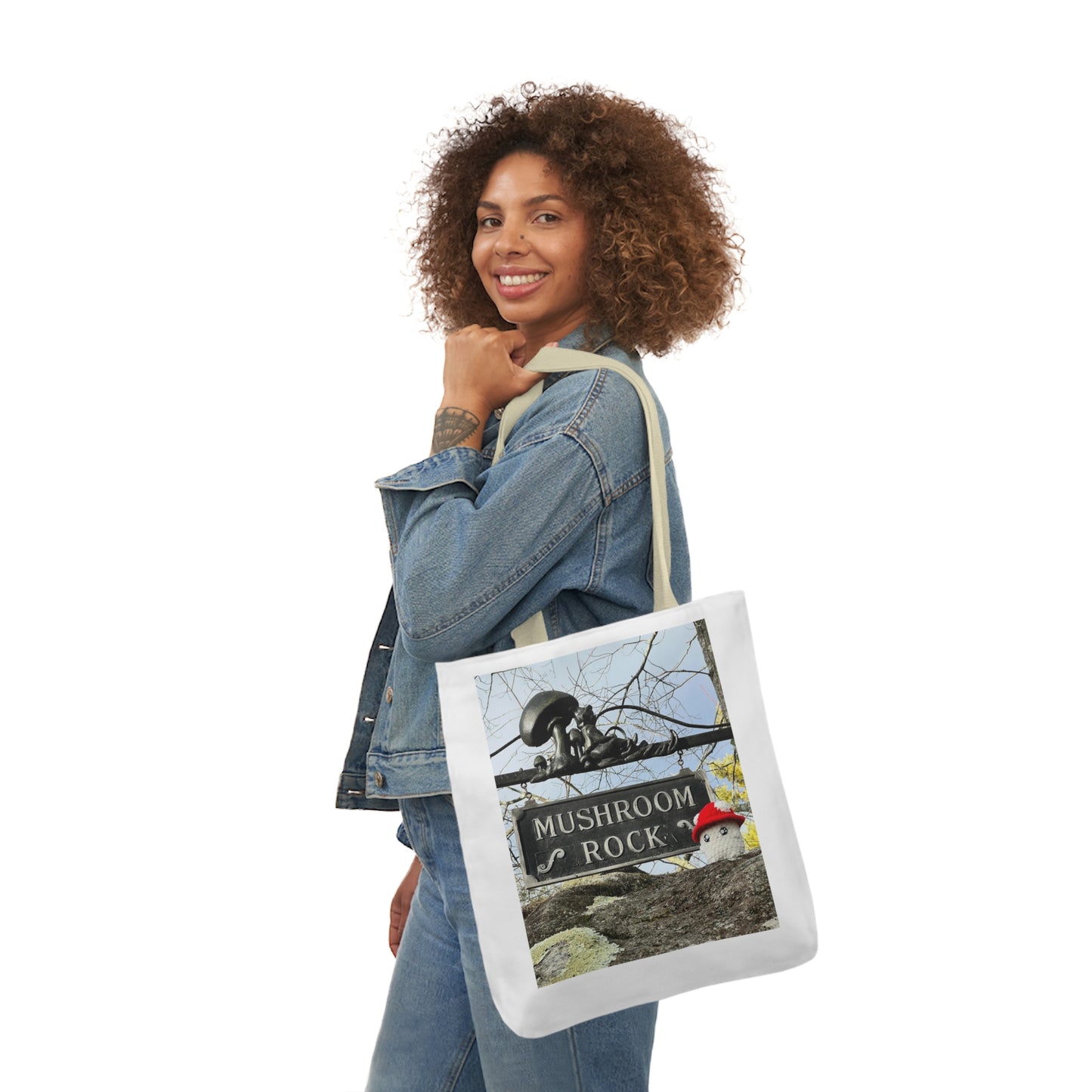 Mac the Mushroom Adventure Canvas Tote Bag, 3 Sizes, 5-Color Straps