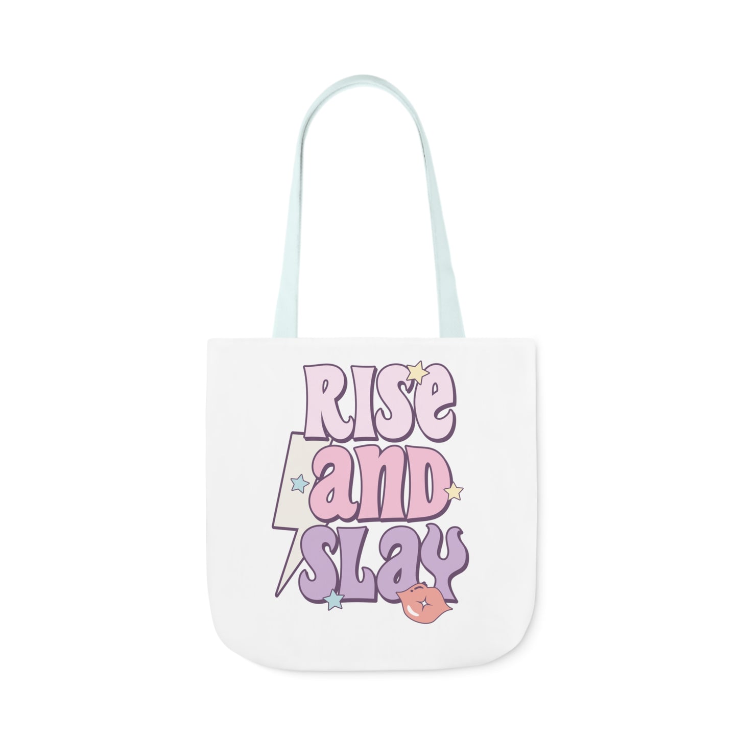Canvas Tote Bag, 5-Color Straps, 3 Sizes, Rise and Slay, Cute Saying Bag