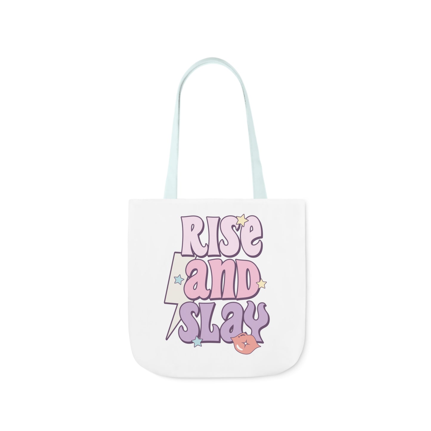 Canvas Tote Bag, 5-Color Straps, 3 Sizes, Rise and Slay, Cute Saying Bag