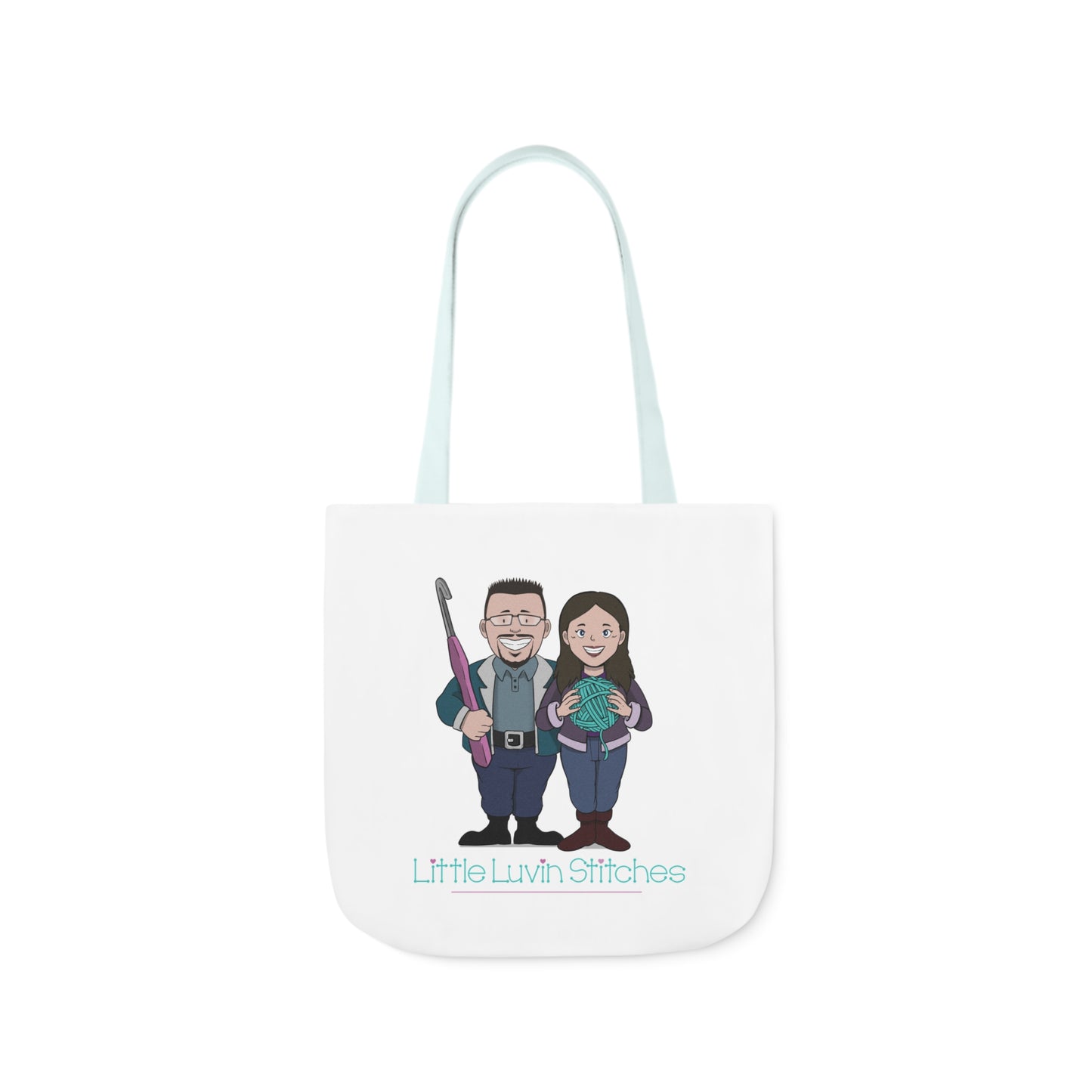 Crochet Couple Canvas Tote Bag, 5-Color Straps, 3 Sizes