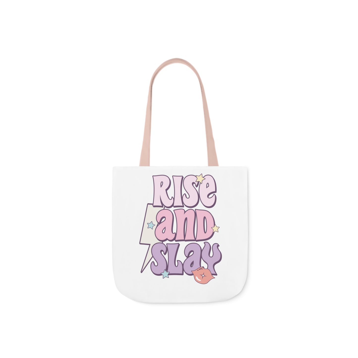 Canvas Tote Bag, 5-Color Straps, 3 Sizes, Rise and Slay, Cute Saying Bag