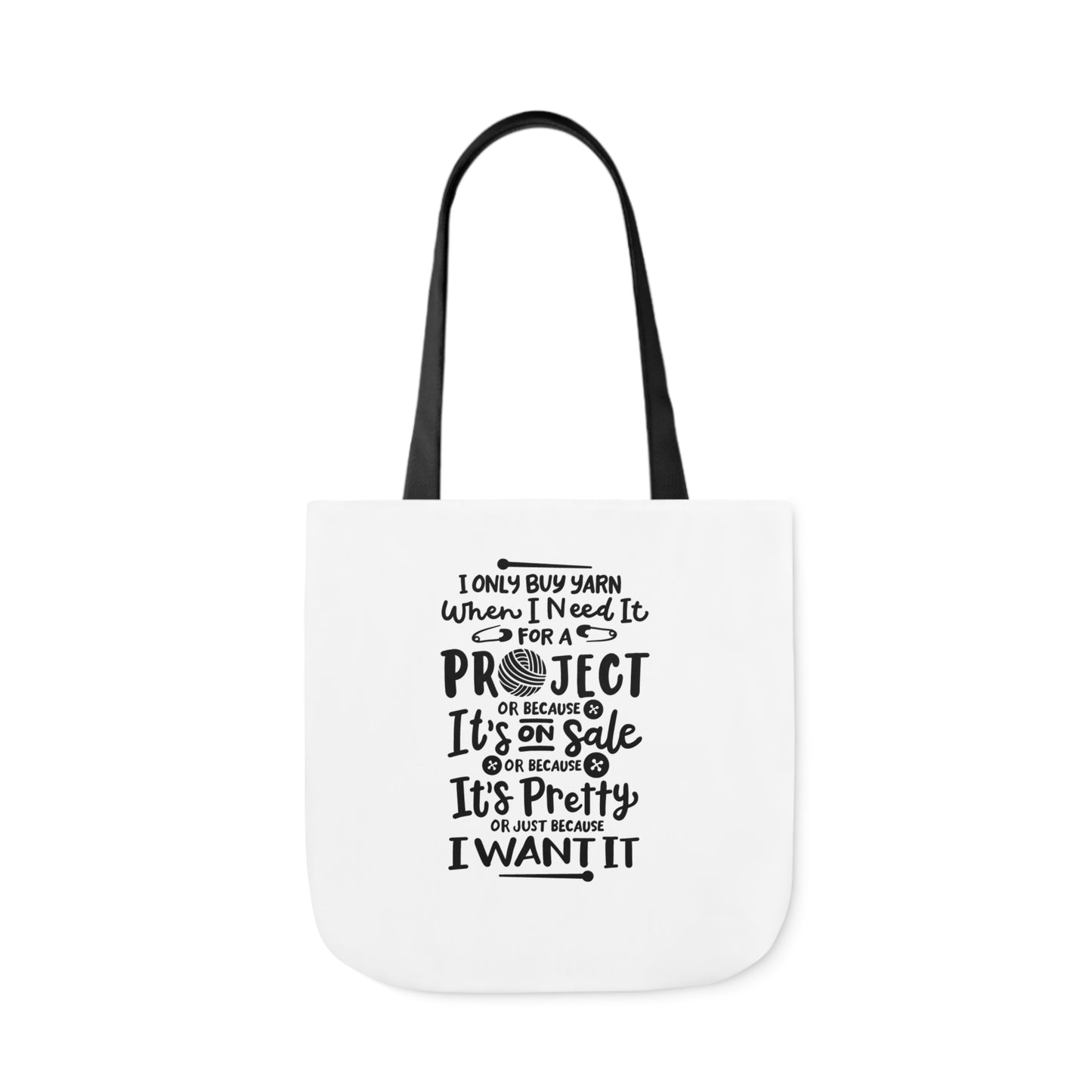 I only Buy Yarn, Canvas Tote Bag, Yarn Tote Bag, 5-Color Straps, 3 Sizes