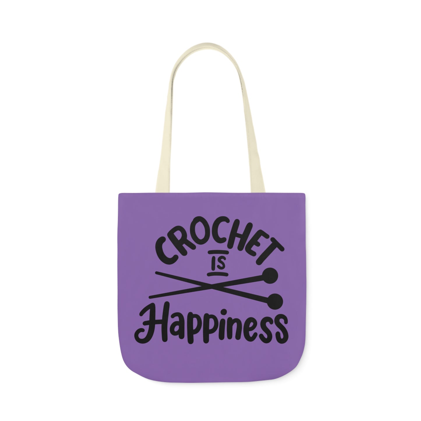 Crochet is Happiness Canvas Tote Bag, 5-Color Straps, 3 Sizes