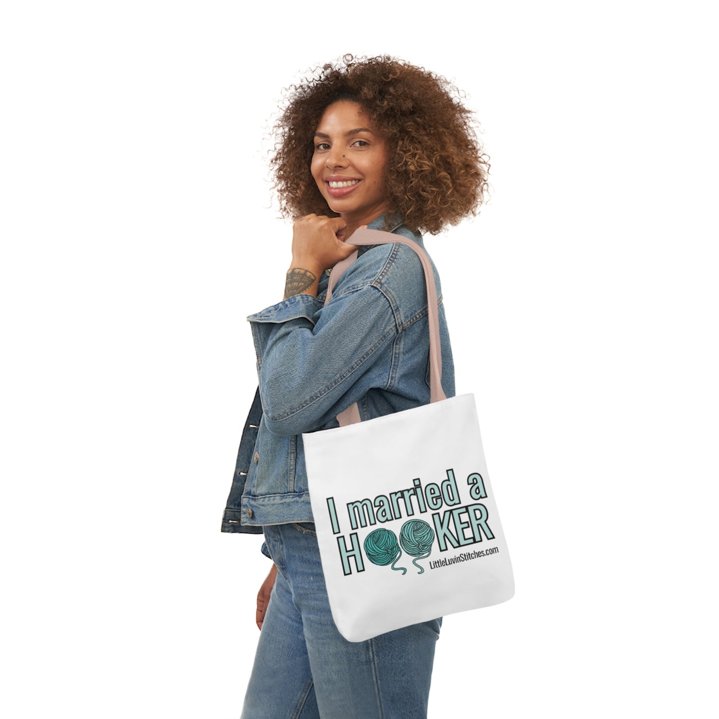 Cute Crochet Saying Canvas Tote Bag, 5-Color Straps, 3 Sizes