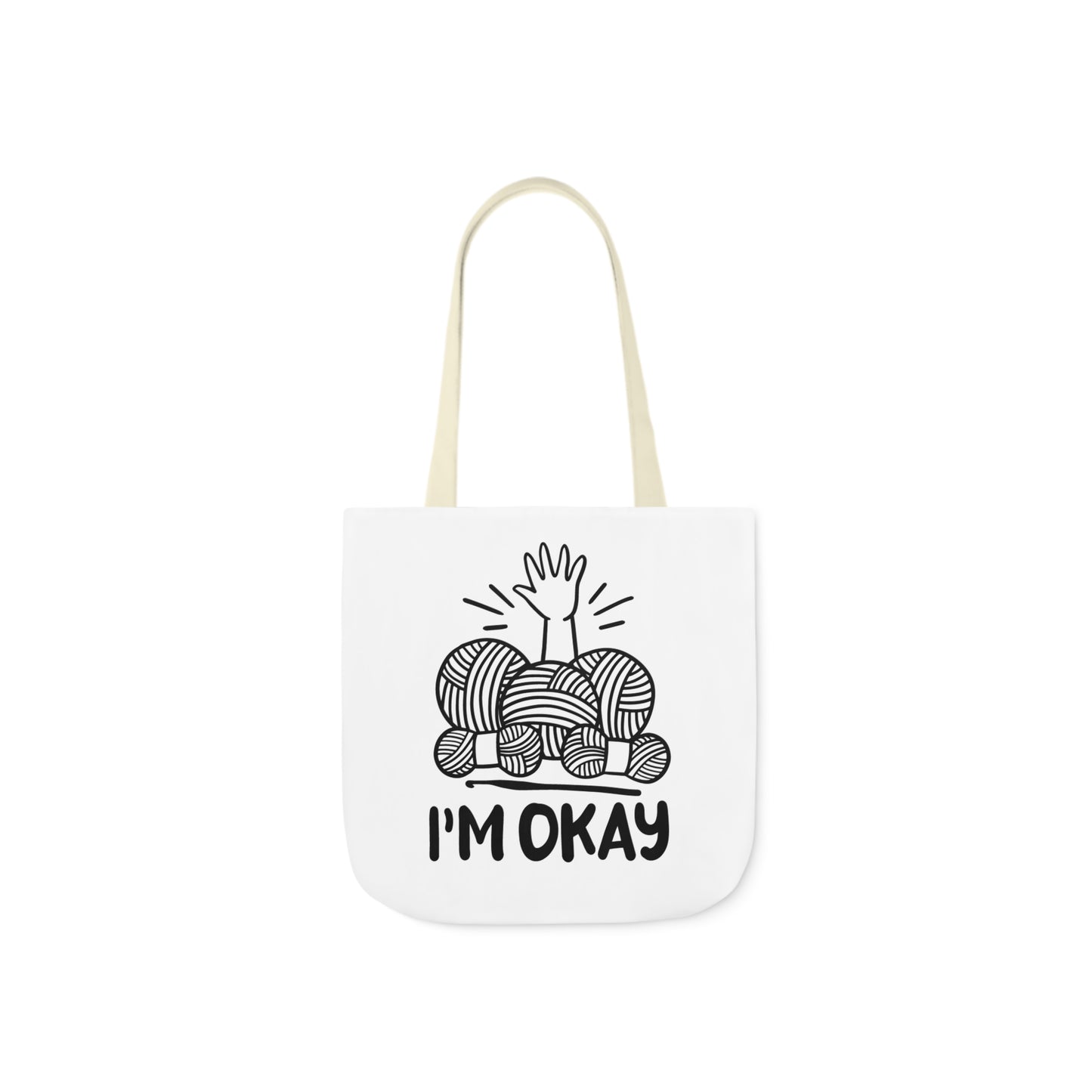 I'm Okay Cute Crochet Themed Canvas Tote Bag, 5-Color Straps